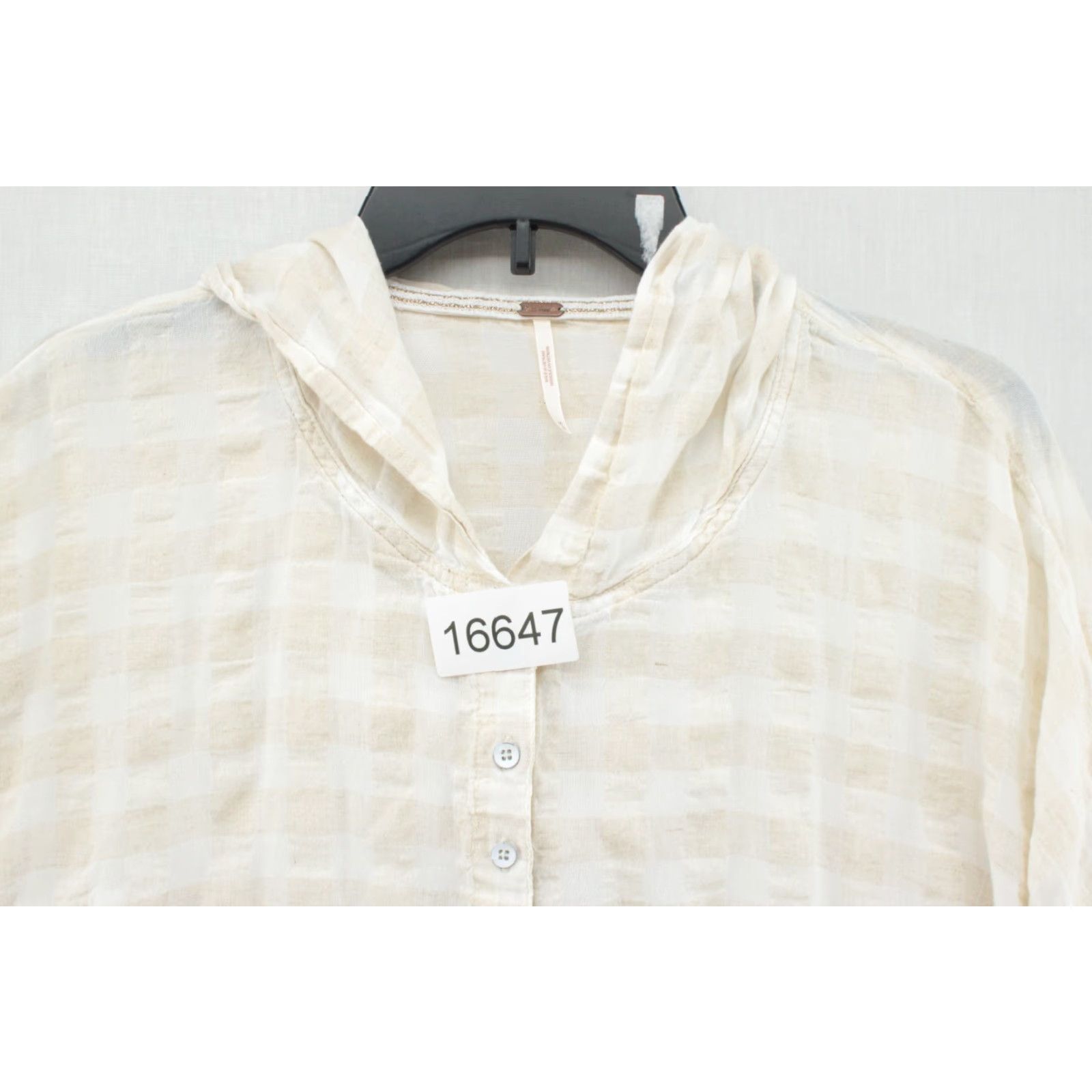 Free People Free people Shirt Women's Medium button chest white w/ beige wide plaid Hoodie Size M / US 6-8 / IT 42-44 - 8 Thumbnail