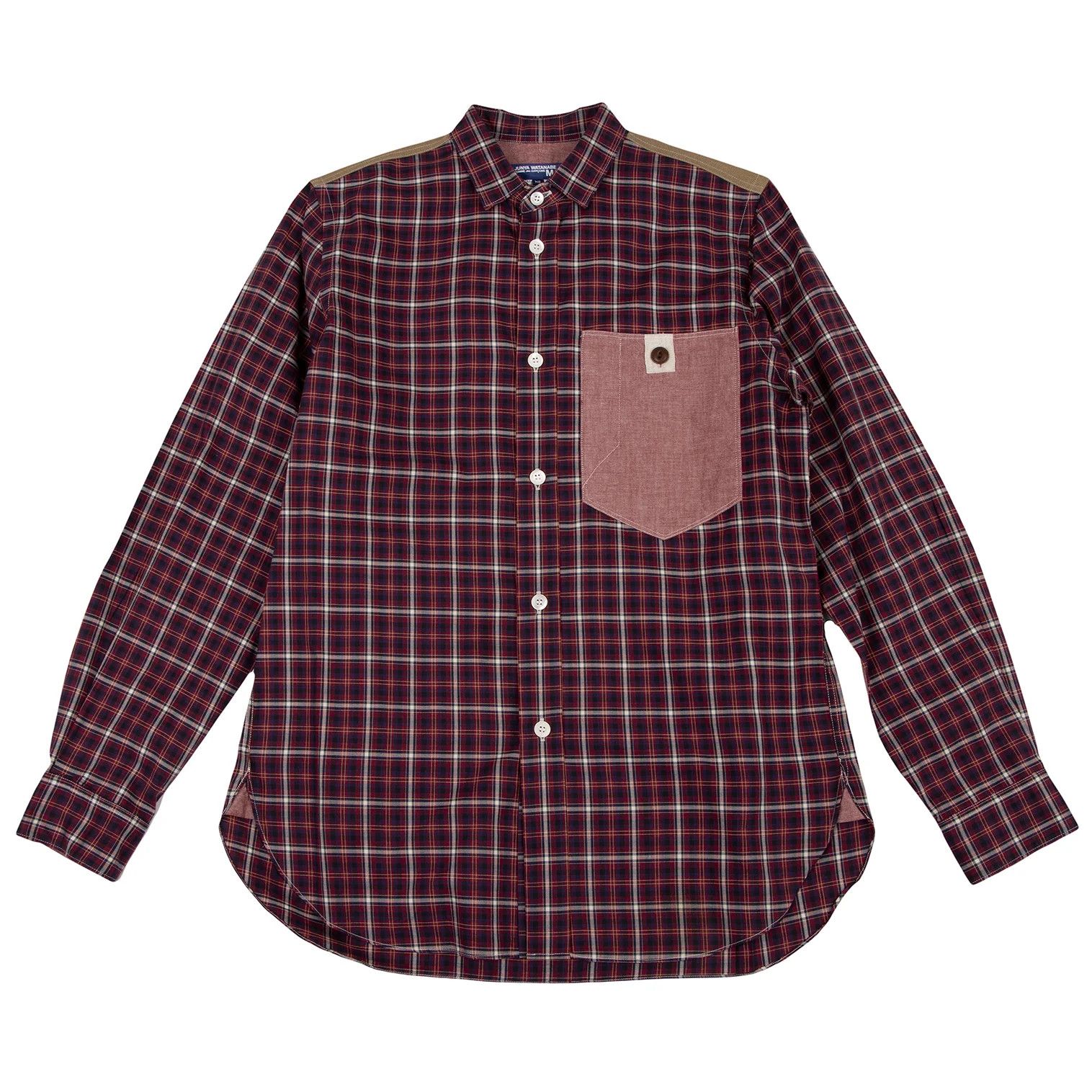 Junya Watanabe Check Pattern Panel Mixed Material Shirt in Red, Size XS Size US XS / EU 42 / 0 - 1 Thumbnail