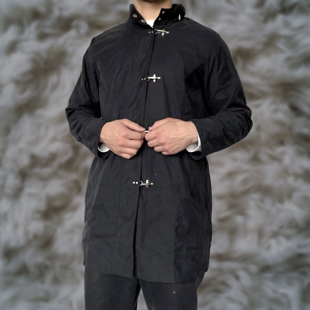 Denim & Co. Vintage Denim & Co. Coat Women Large Black Rain Coat Hooded Toggle Front Closure Mid-Length Size US L / EU 52-54 / 3 - 1 Thumbnail