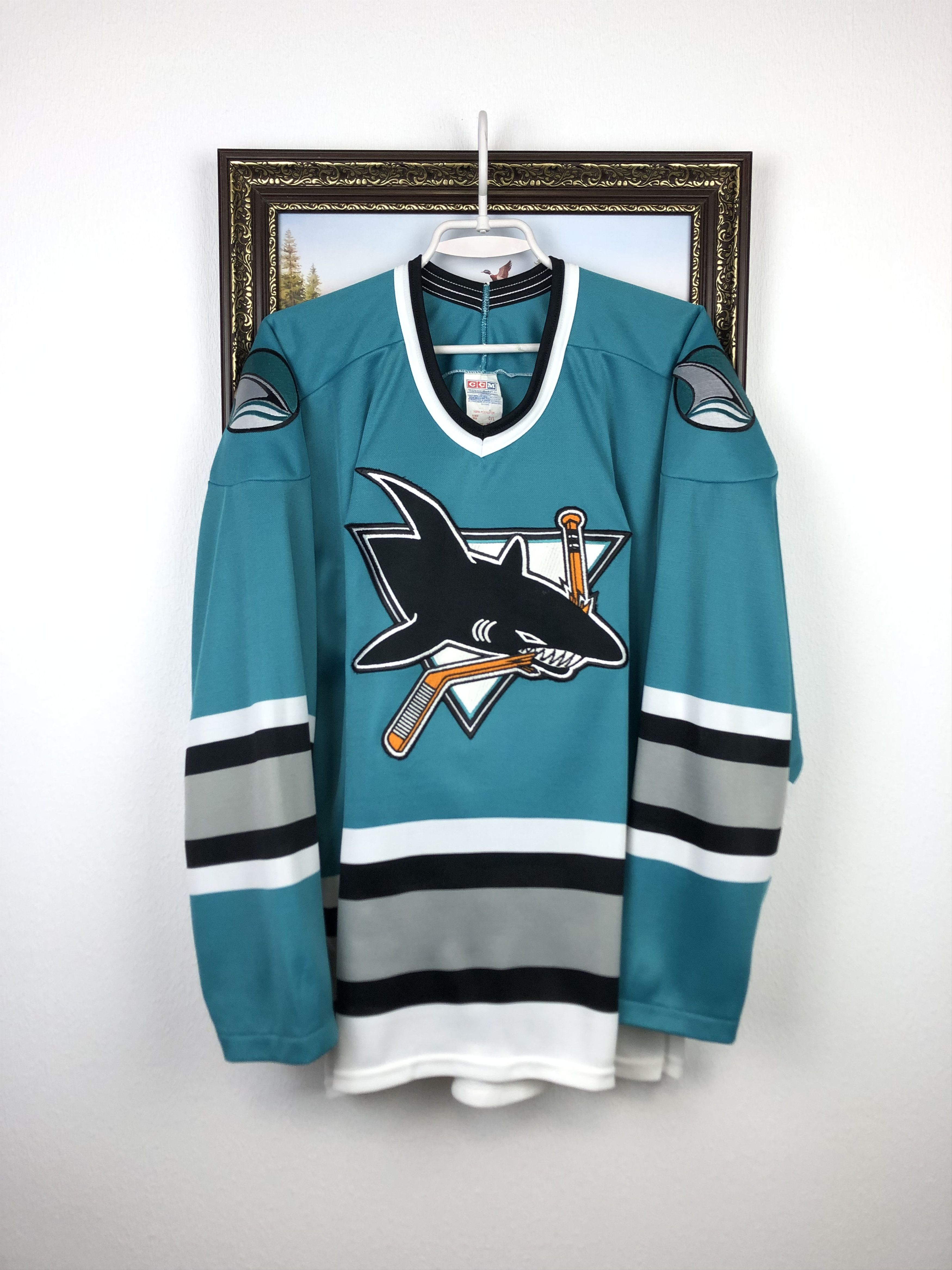 Vintage CCM San Jose Sharks NHL Hockey Jersey Mens Shirt