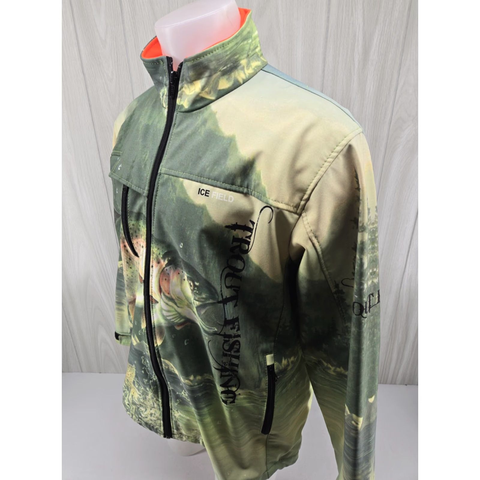 Gloverall IceField Trout Fishing All Over Print Green Gore Tex Jacket Soft Shell 2XL Mens Windbreaker Regular Size XL? Size US XXL / EU 58 / 5 - 4 Thumbnail