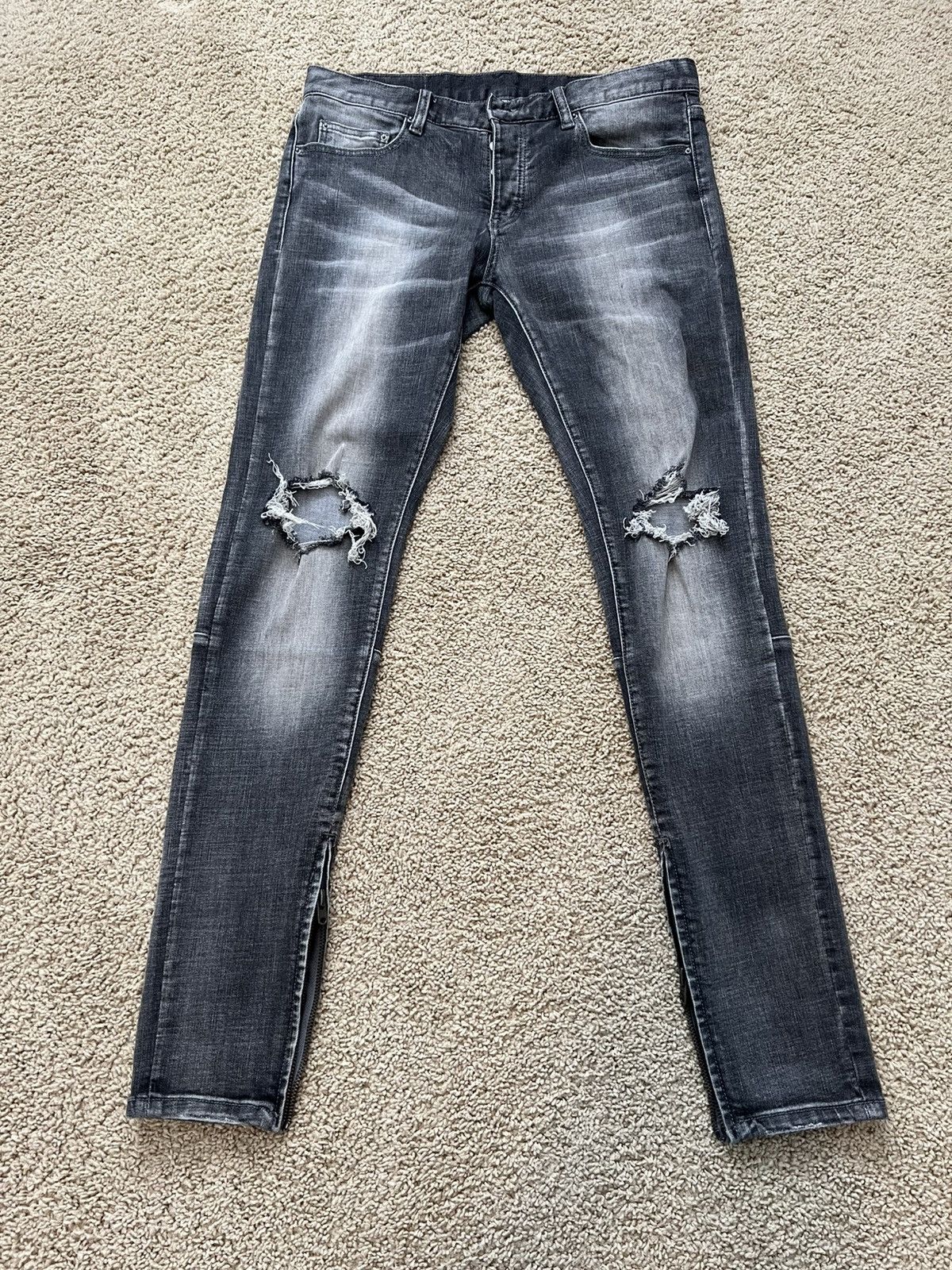 MNML Mnml Ripped Black Denim Jeans Size US 32 / EU 48 - 1 Thumbnail