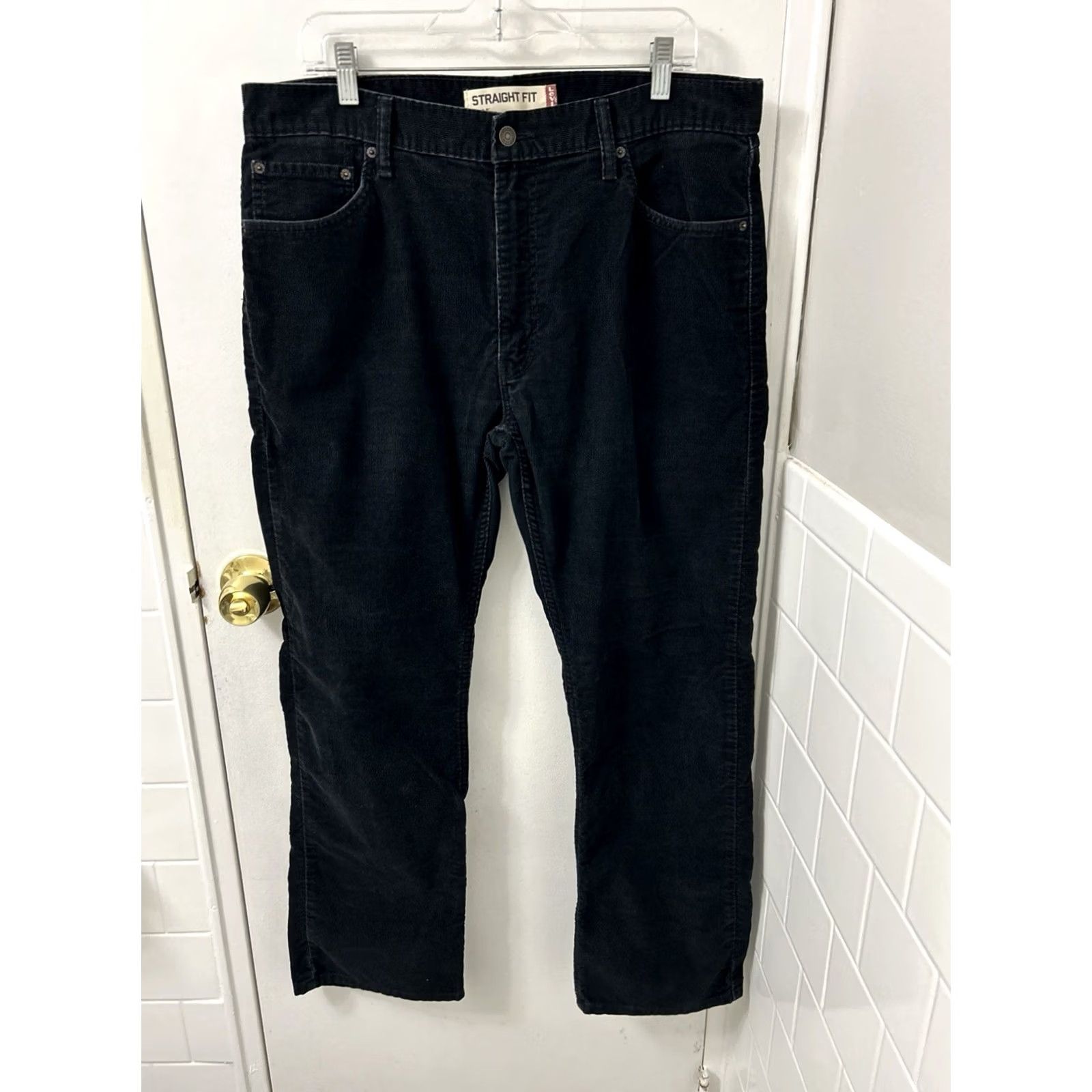 Levi's Levi's 505 Corduroy Pants Mens 36x30 Black Straight Fit White Tab Trousers Size US 36 / EU 52 - 2 Thumbnail