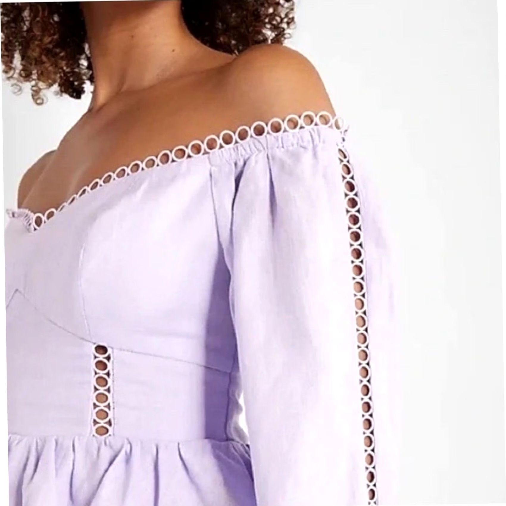 Express VINTAGE Express Off Shoulder Cropped Blouse Purple XL ropes? Size XL / US 12-14 / IT 48-50 - 3 Thumbnail