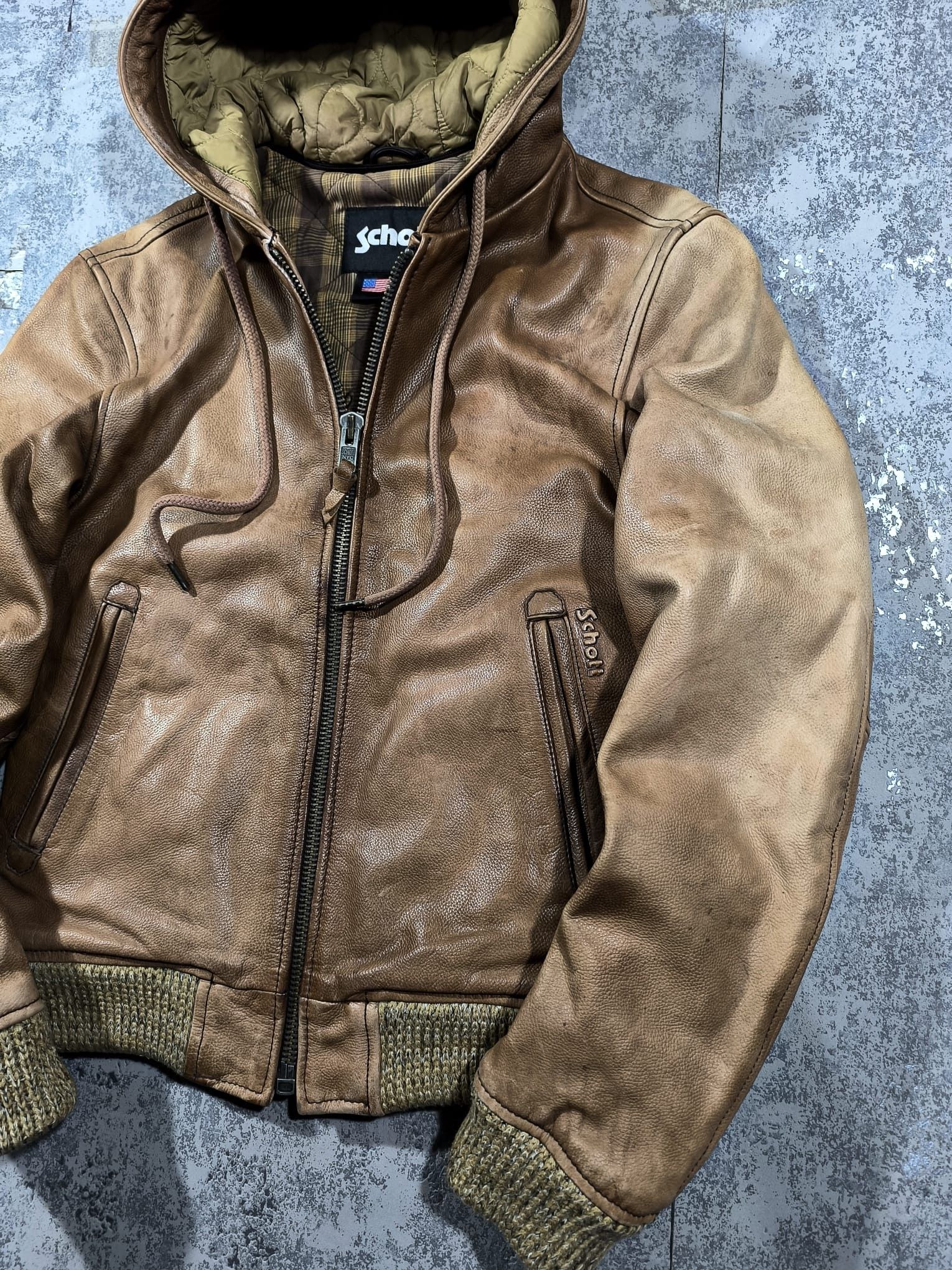 Schott vtg hooded naturally faded schott leather bomber Size US S / EU 44-46 / 1 - 5 Thumbnail
