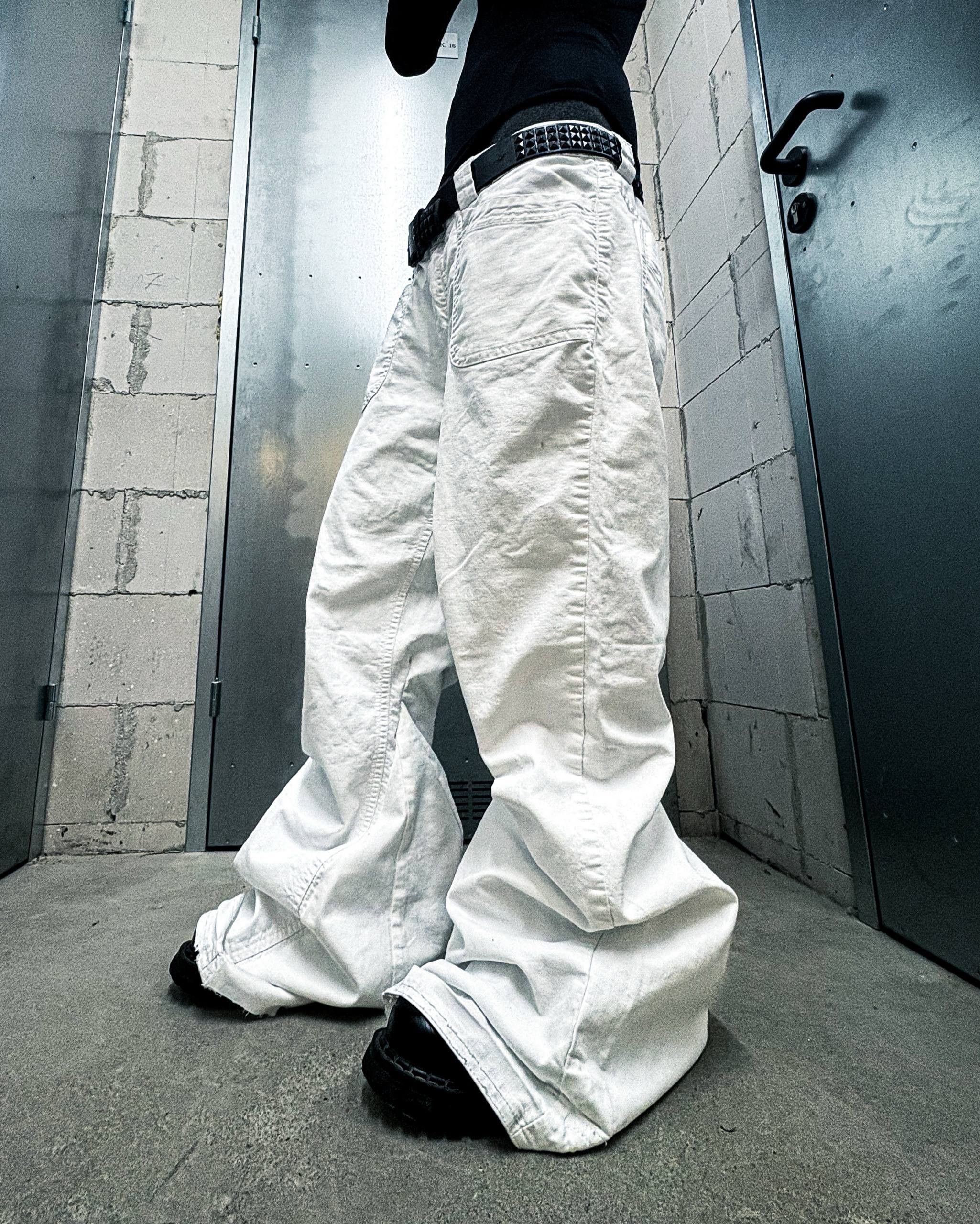 Japanese Brand Custom white Baggy Distressed Jeans Painted Wide Leg Size US 31 - 1 Thumbnail