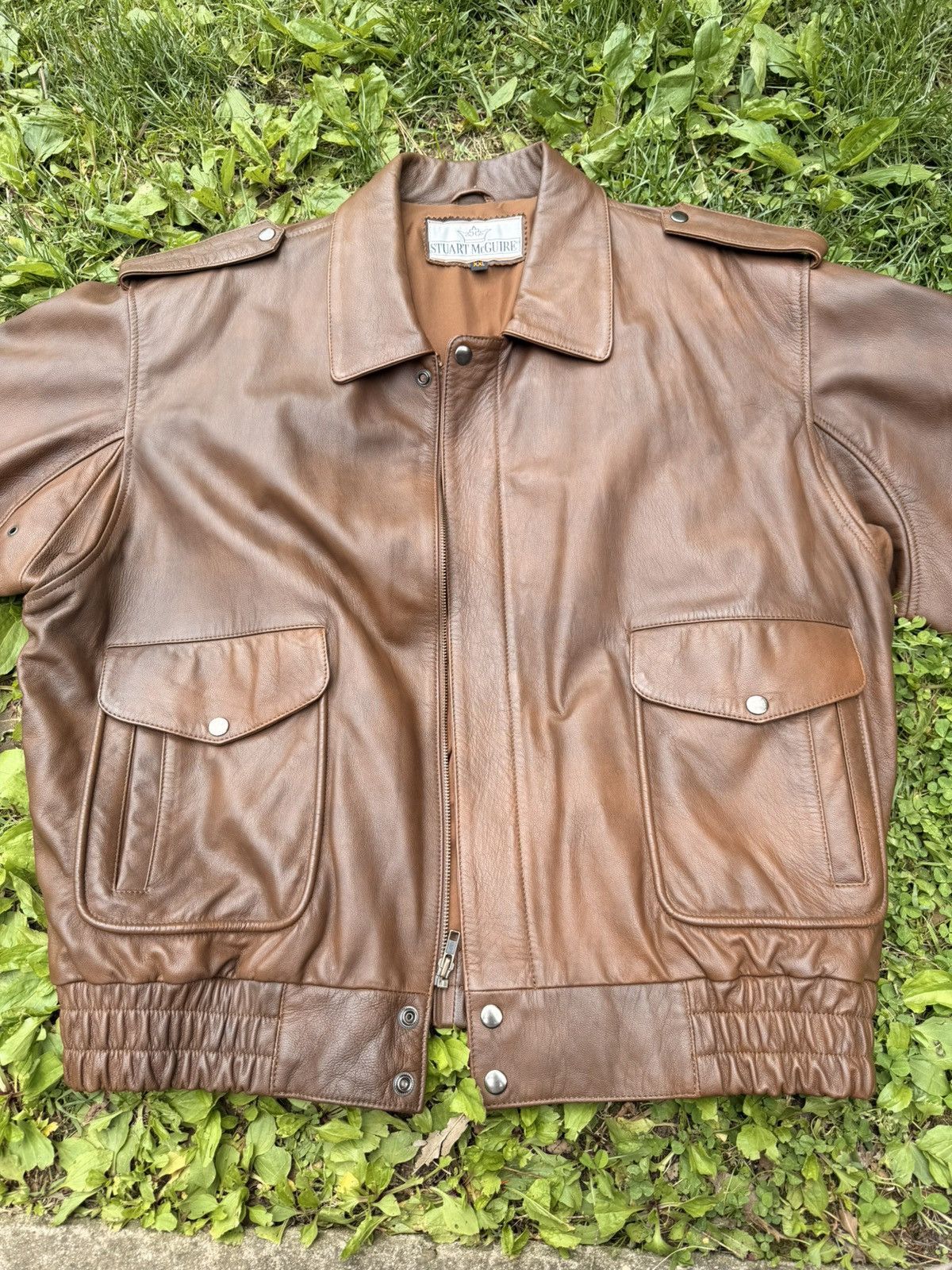 Stuart McGuire VTG Stuart Mcguire Brown Leather Jacket Size XL Size US XL / EU 56 / 4 - 2 Thumbnail