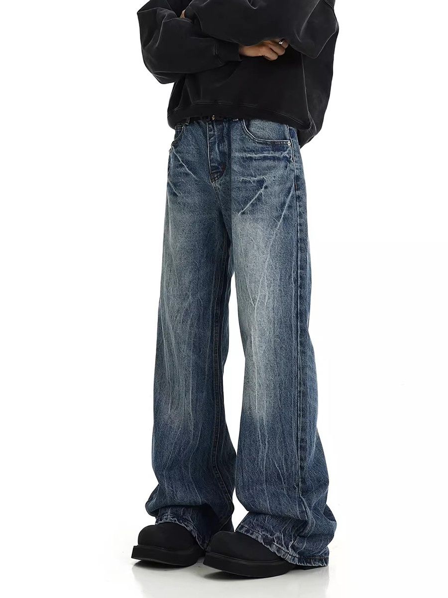 Jean × Vintage Wrinkled Baggy Jeans Cleanfit Cracked Distressed Size US 30 / EU 46 - 1 Thumbnail
