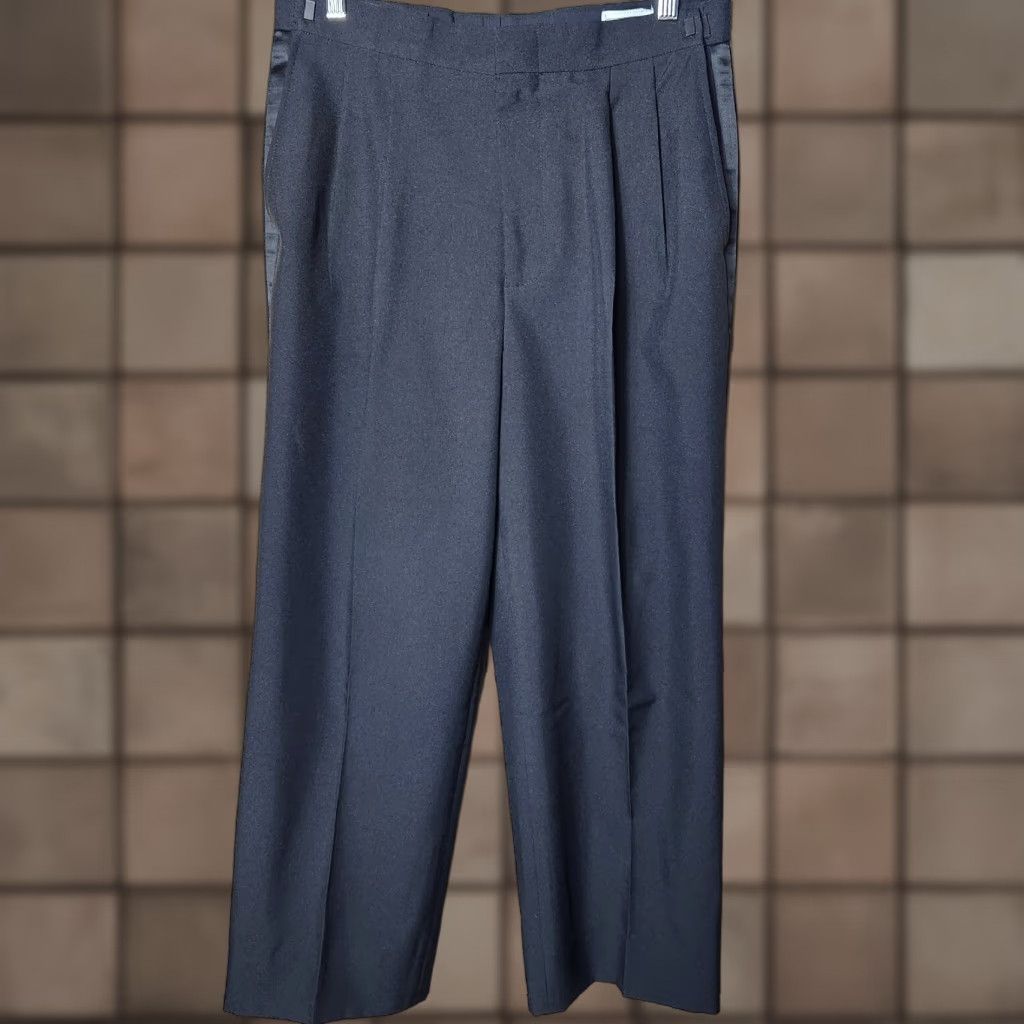 Vintage VINTAGE Stage Accents Black Adjustable Waist Pleated Tuxedo Pants Theater-Size 33-35 Mens Size 44L - 1 Thumbnail
