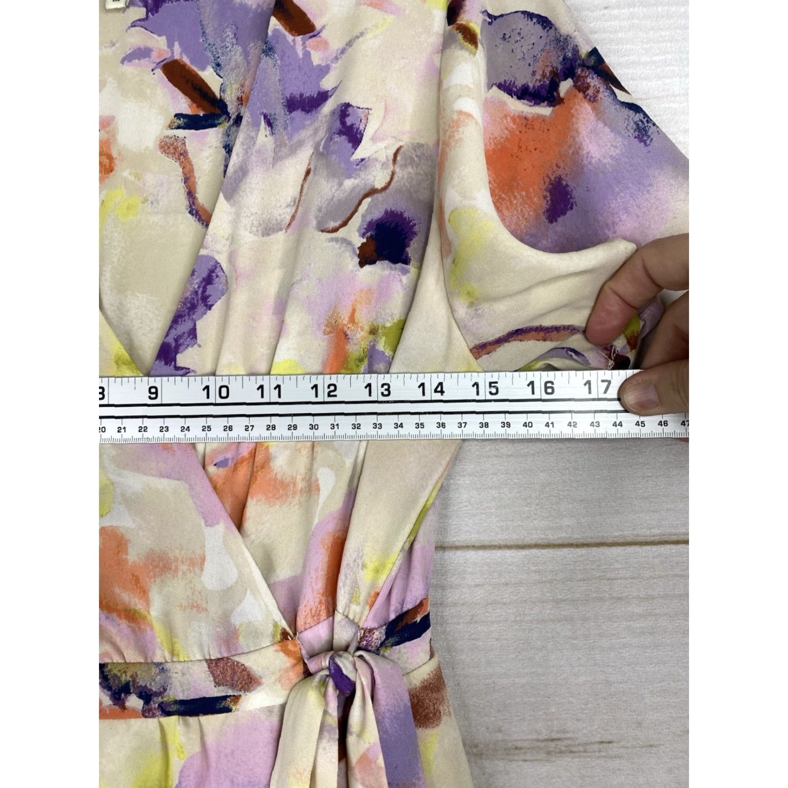 Hudson June & Hudson Maxi Dress Womens M Wrap Abstract Floral Boho Peasant Tie Front Yellow Size M / US 6-8 / IT 42-44 - 4 Thumbnail