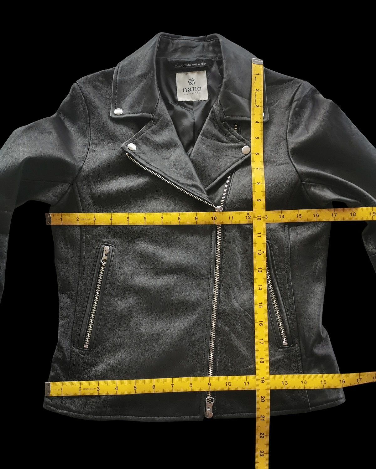 NANO universe Black Leather Biker Jackets Size XS / US 0-2 / IT 36-38 - 7 Thumbnail