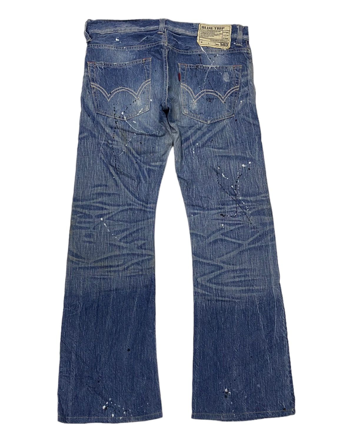 If Six Was Nine 🔥EDWIN 503 BLUE TRIP FLARE JEANS DISTRESSED DENIM Size US 36 / EU 52 - 4 Thumbnail