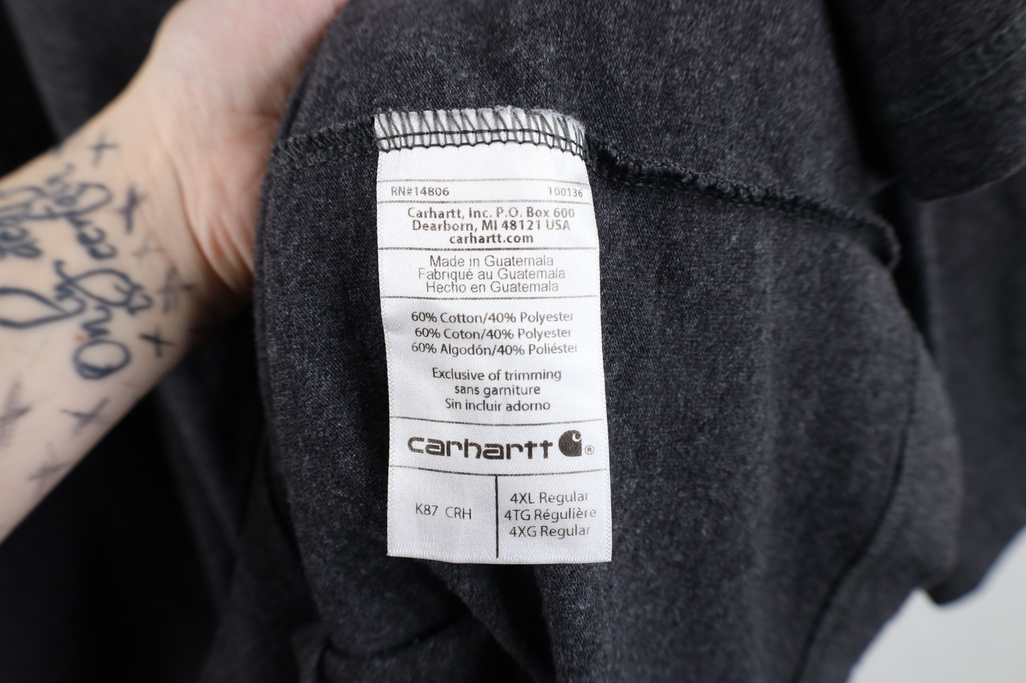 Carhartt × Vintage Vintage Y2K Carhartt Heavyweight Pocket T-Shirt Dark Gray Size US XXL / EU 58 / 5 - 9 Thumbnail
