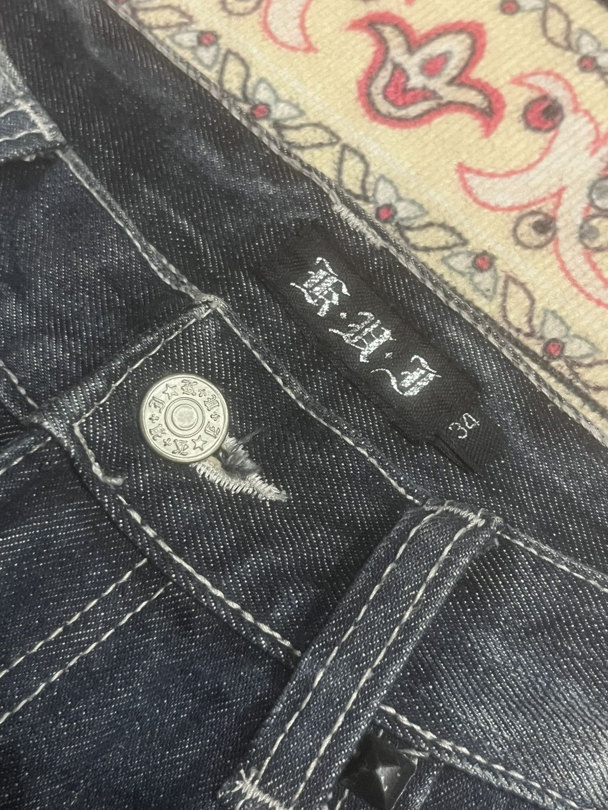Le Grande Bleu (L.G.B.) Japan Kyohei Dark Washed Studded Pocket Slim Straight Jeans Size US 34 / EU 50 - 5 Thumbnail