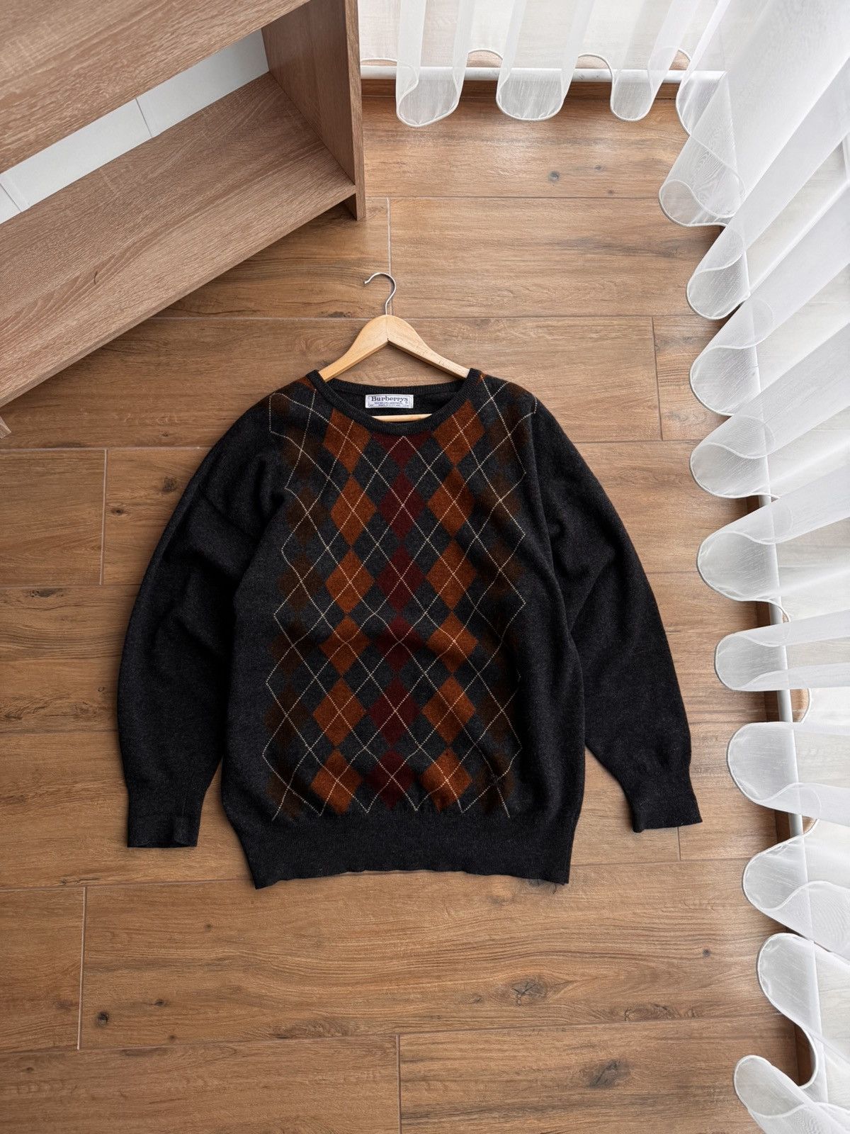 Burberry × Vintage Vintage Burberrys Geelong Lambswool Brown Sweater Size US L / EU 52-54 / 3 - 1 Thumbnail