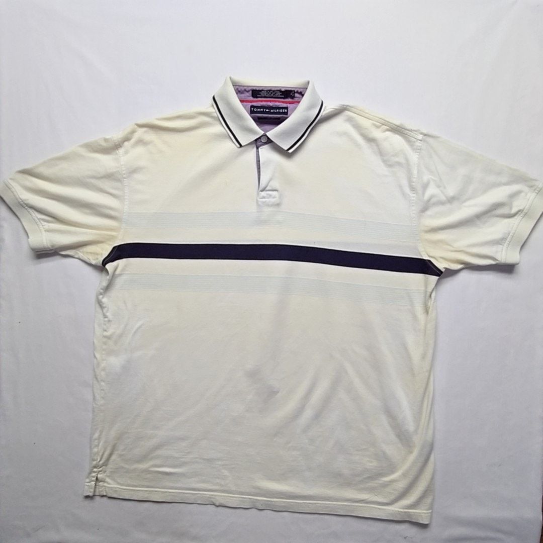 Tommy Hilfiger Vintage Tommy Hilfiger Polo Striped White Ivory XL Shirt Size US XL / EU 56 / 4 - 1 Thumbnail