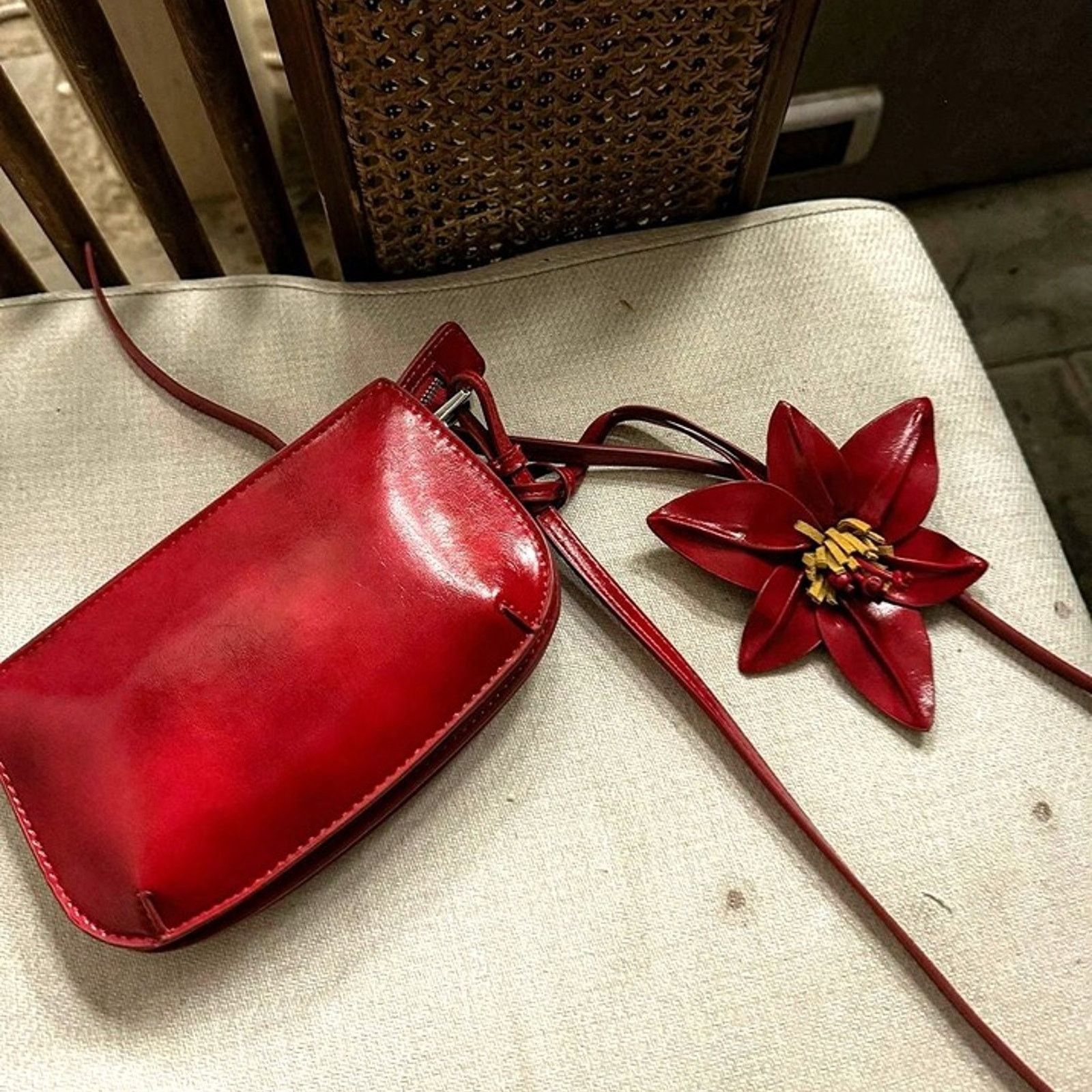 Zara Zara NWT Red Mini Crossbody Shoulder Bag Flower Charm Size ONE SIZE - 4 Thumbnail
