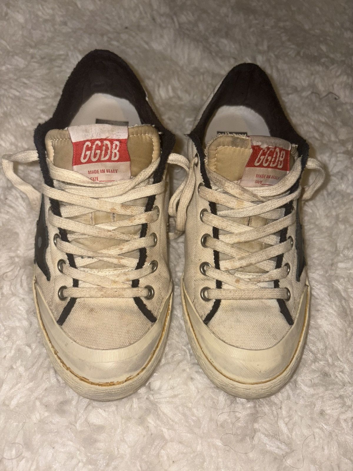 Golden Goose Golden Goose Cream and Black Super-Star Sneakers Size US 7 / IT 37 - 1 Thumbnail