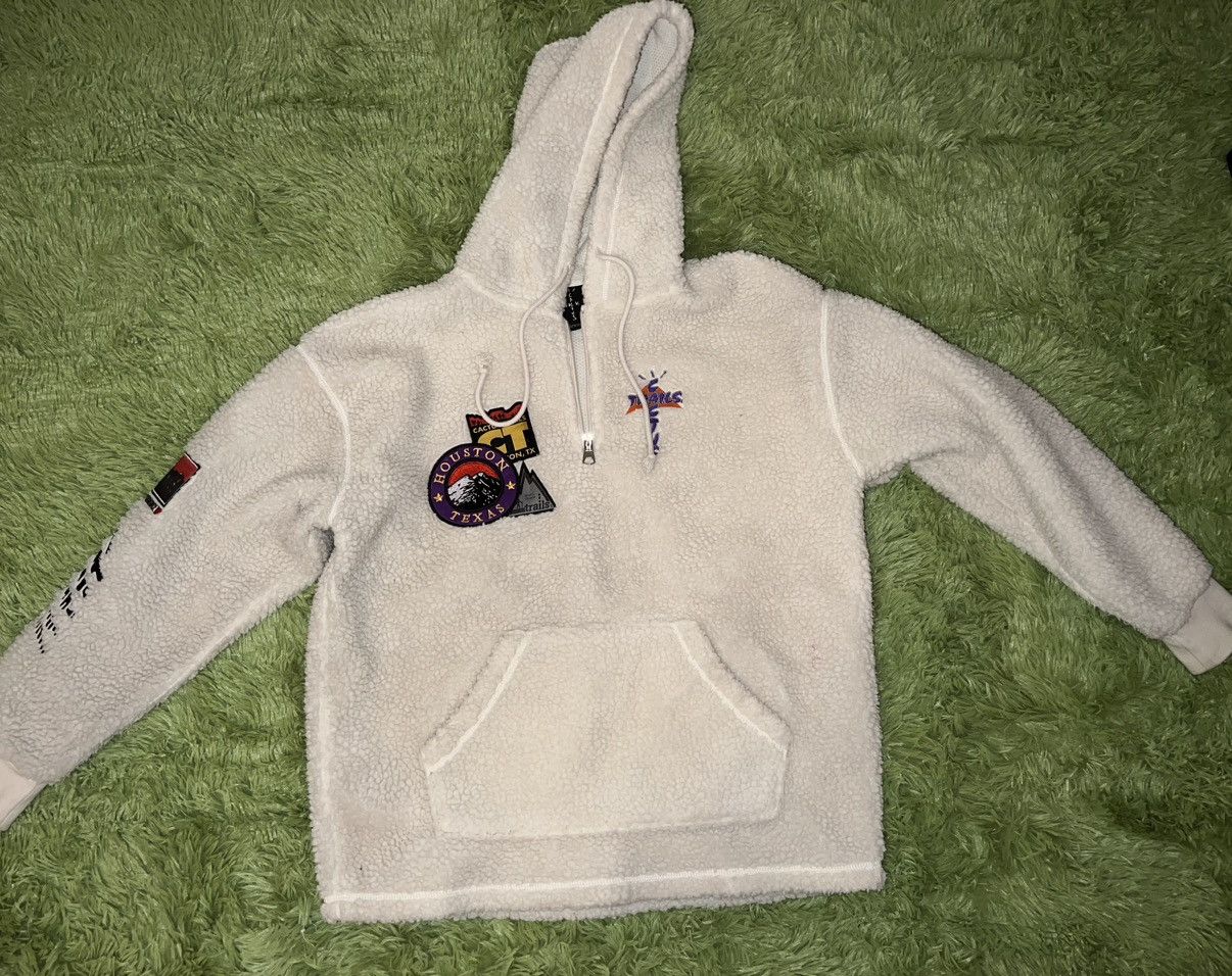 image of Travis Scott Cactus Trails Half-Zip Sherpa Hoodie in Cream, Men's (Size Small)