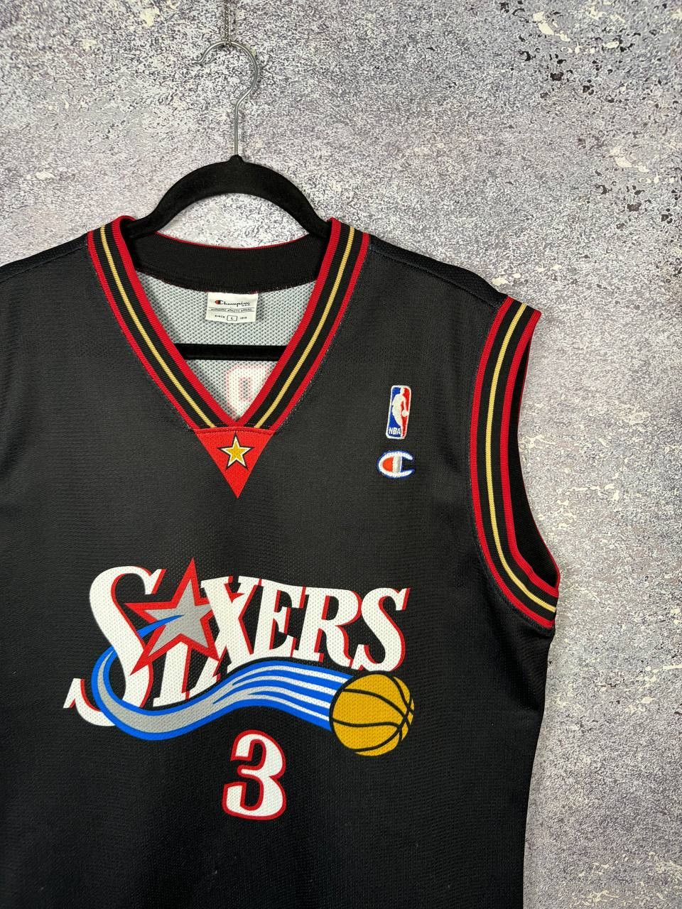 NBA #3 Allen Iverson 90's Champion Sixers Philadelphia Jersey Size US L / EU 52-54 / 3 - 2 Thumbnail