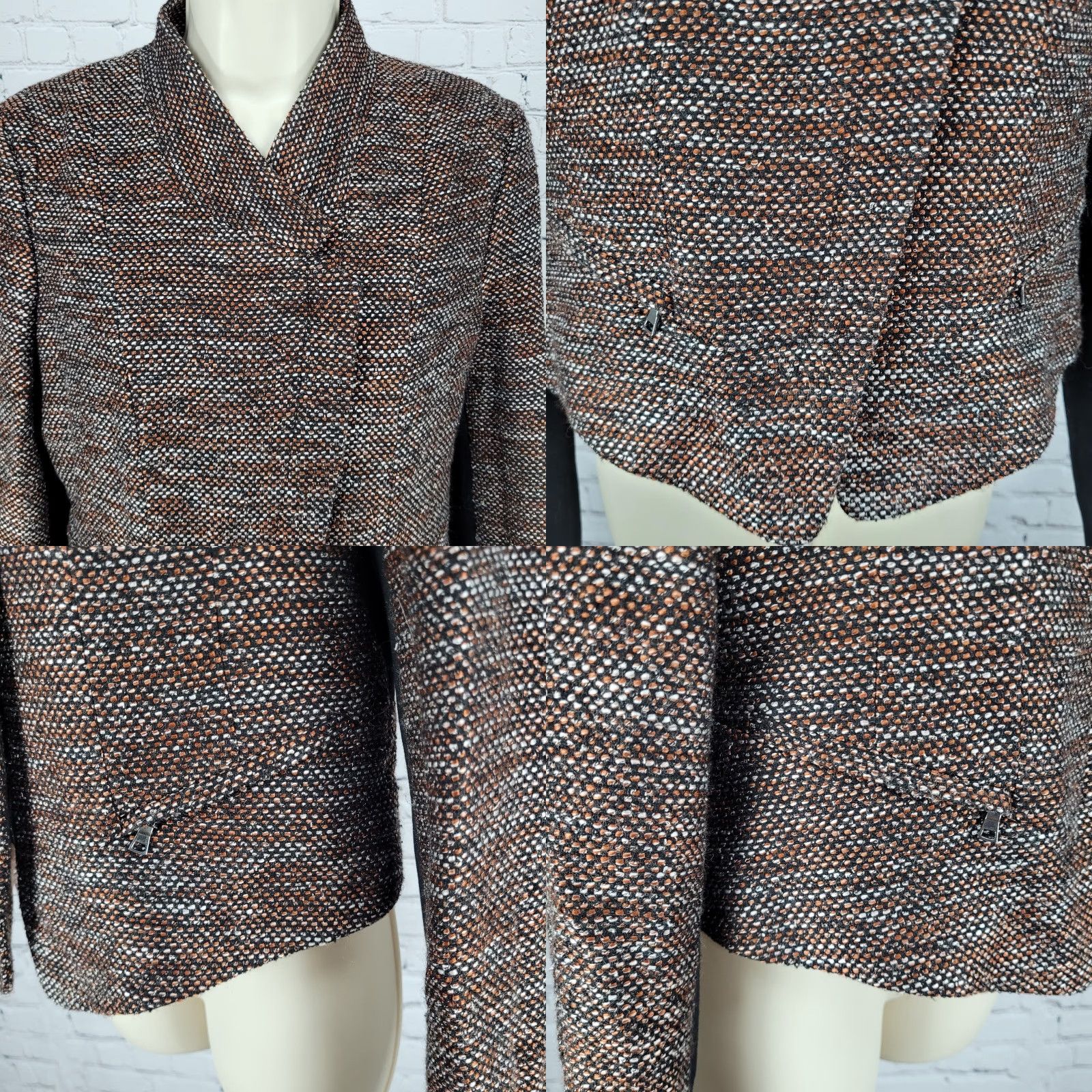 Ann Taylor Ann Taylor Jacket Womens Size 6 Brown Textured Zipped Pockets Lightweight Short Sleeve Business Casual Travel Size M / US 6-8 / IT 42-44 - 8 Thumbnail
