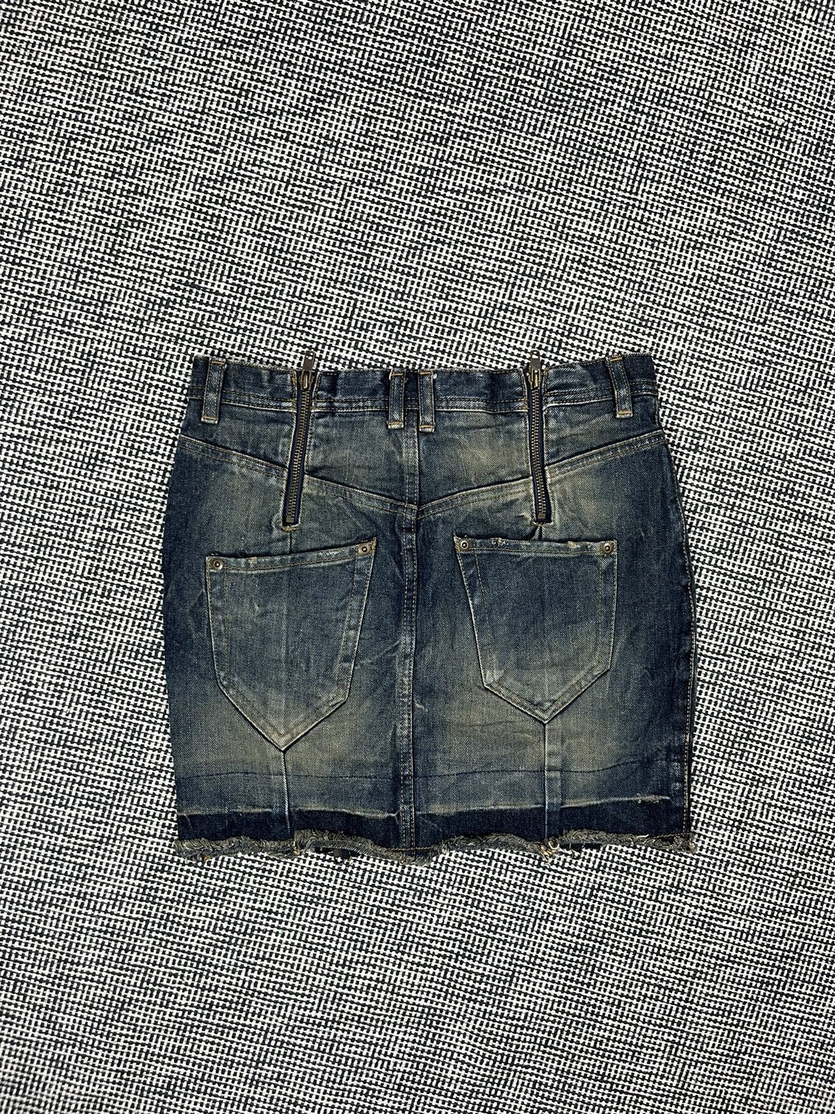 Japanese Brand × Vintage y2k avant garde mud wash multi zip mini skirt denim Size 28" / US 6 / IT 42 - 4 Thumbnail
