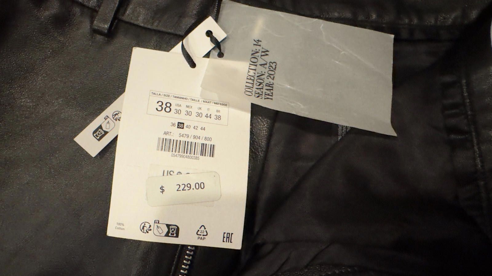 Zara NWT $229 ZARA 100% Leather Black Limited Edition Sz 30 Size US 30 / EU 46 - 4 Thumbnail