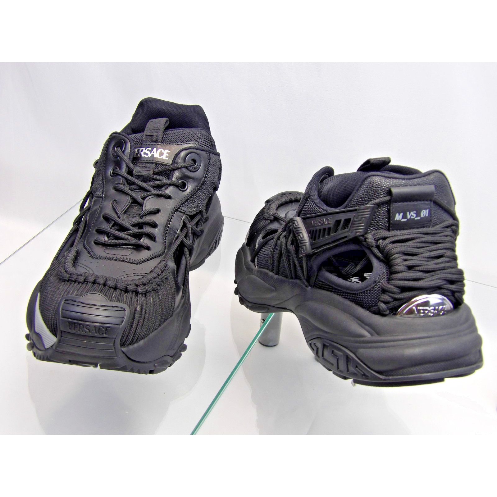 Versace VERSACE MERCURY BLACK LEATHER PLATFORM SNEAKERS 48 15 ITALY Size US 15 / EU 48 - 3 Thumbnail