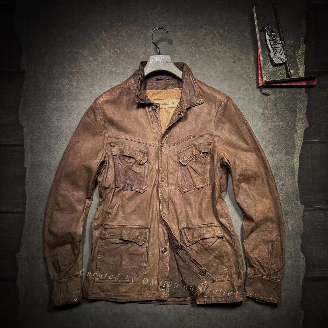 Giorgio Brato Giorgio Brato Men's Retro Leather Jacket Size US M / EU 48-50 / 2 - 1 Thumbnail