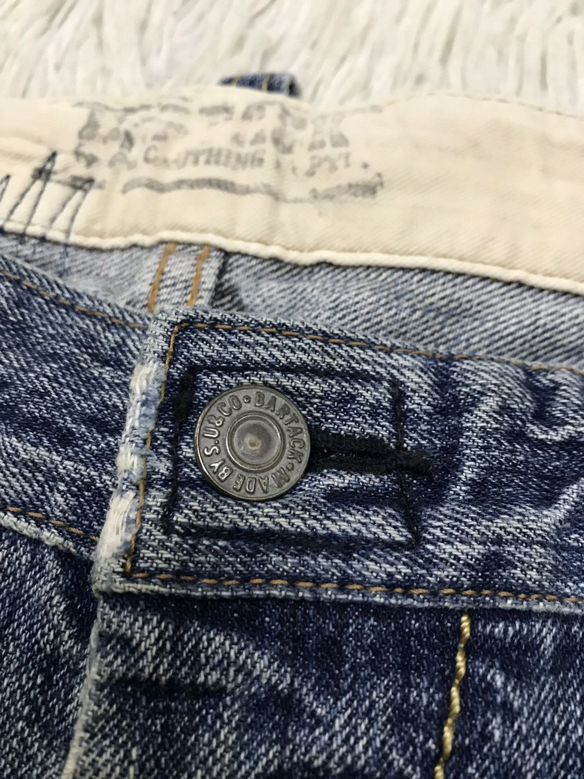 If Six Was Nine Vintage Bartack Work Clothing Distressed Denim Jeans Size US 34 / EU 50 - 10 Thumbnail