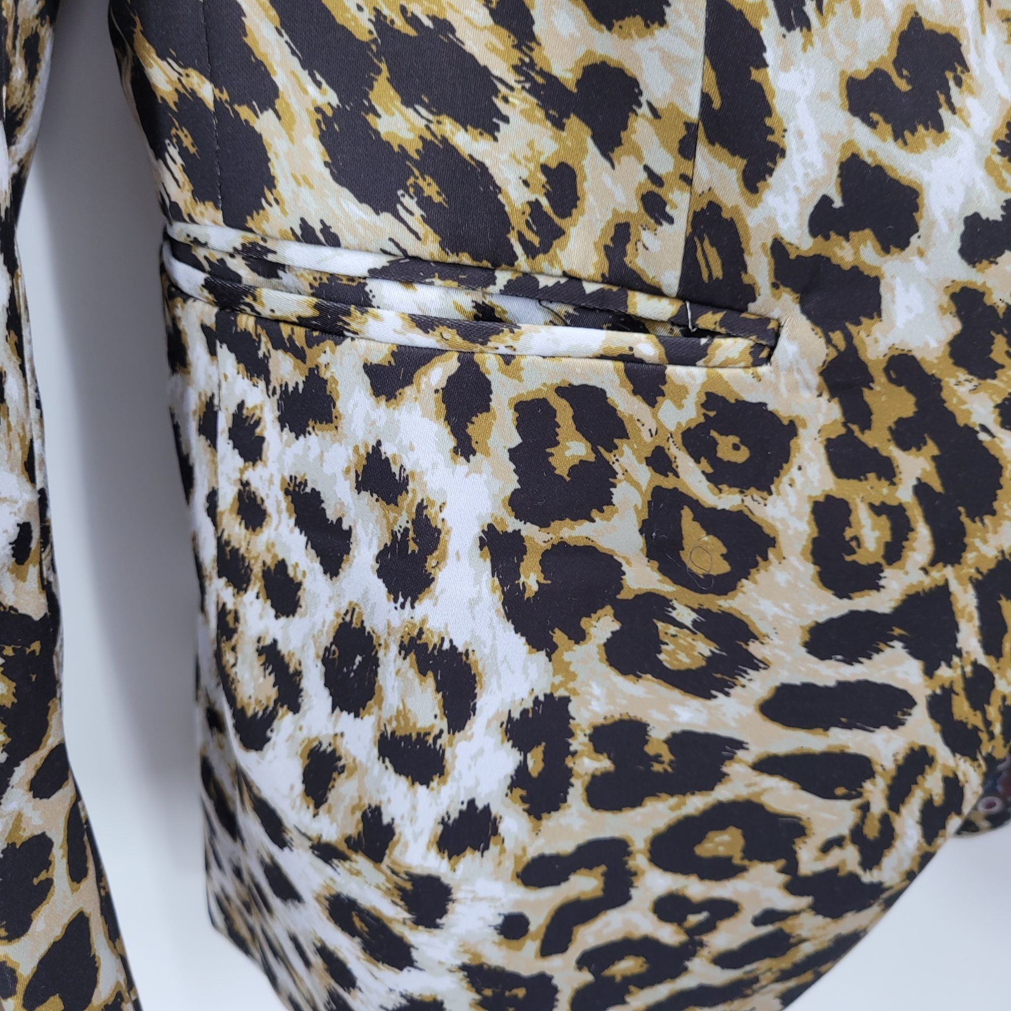 Other Leopard Print Mens Satin Blazer Jacket L/46 Single-Breasted Size 46R - 8 Thumbnail