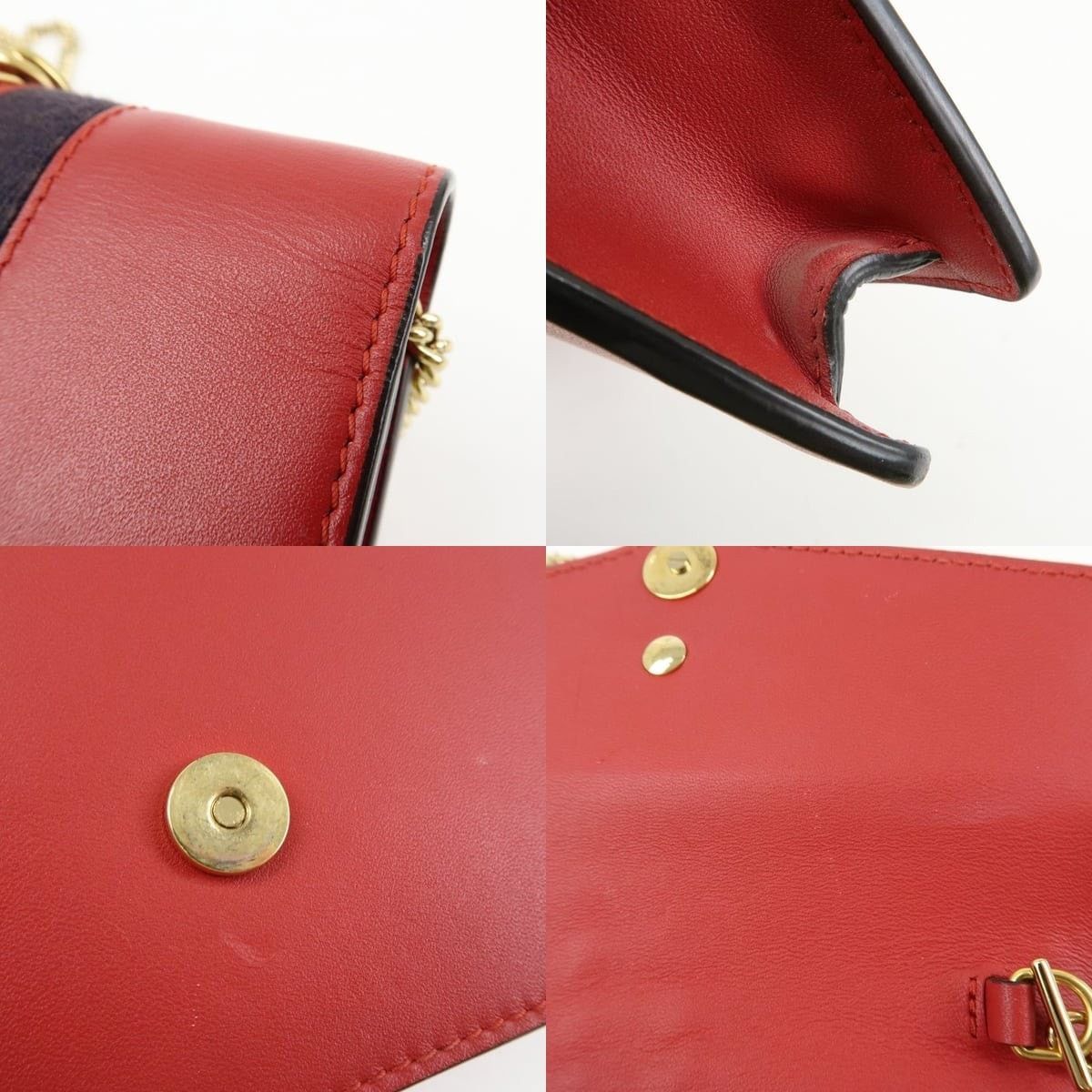 Gucci Gucci Sylvie Mini Shoulder Bag Calfskin Flap Red Size ONE SIZE - 6 Thumbnail