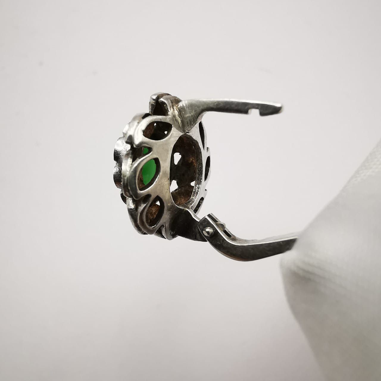 Sterling Silver × Vintage Vintage 925 Sterling Silver Earrings for Women,Green Quartz Size ONE SIZE - 4 Thumbnail