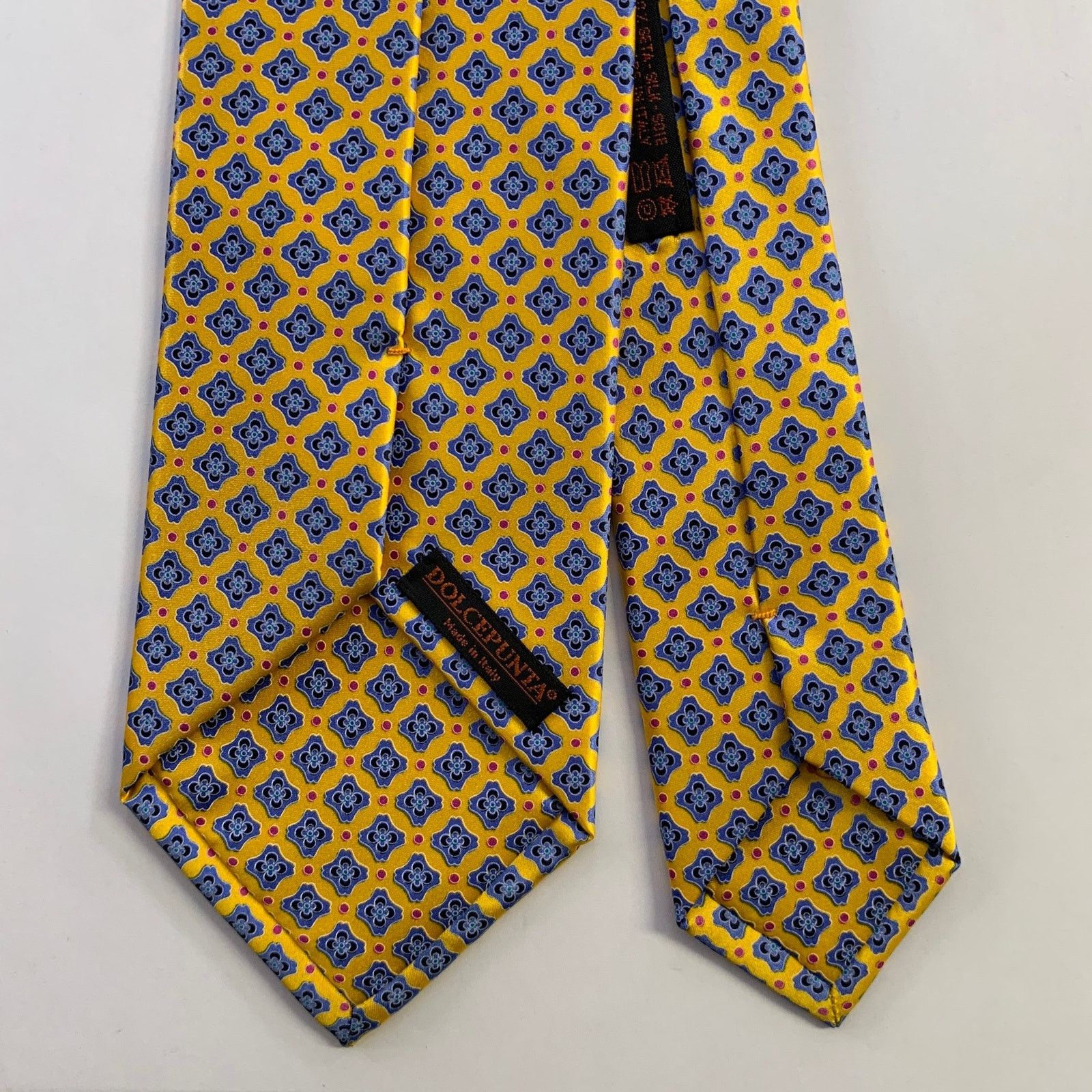 Dolcepunta DOLCEPUNTA Yellow Blue Floral Silk Tie Size ONE SIZE - 2 Thumbnail
