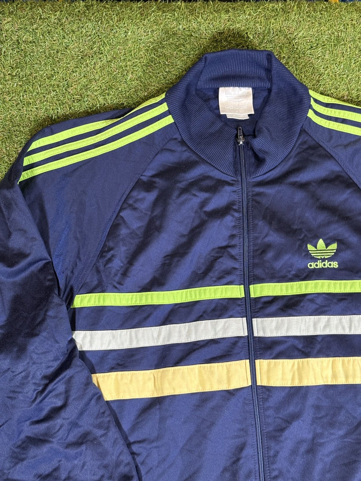 Adidas Adidas Originals Track Jacket Navy Neon Stripes Vintage L Size US L / EU 52-54 / 3 - 6 Thumbnail