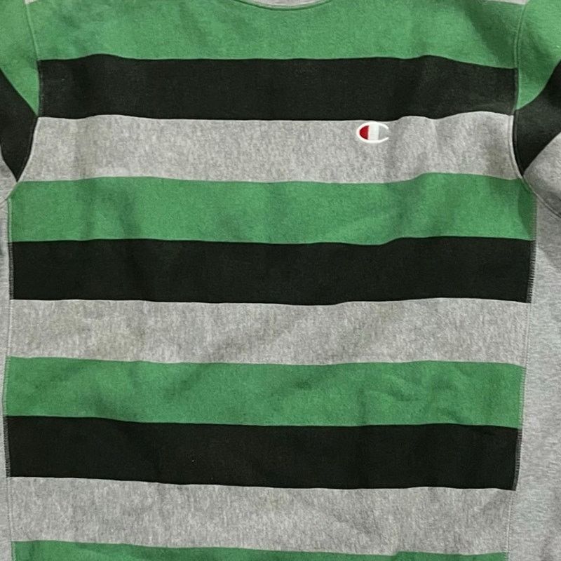 Champion Champion Mens Vintage Striped Green Black Gray Sweatshirt Size US XXL / EU 58 / 5 - 5 Thumbnail