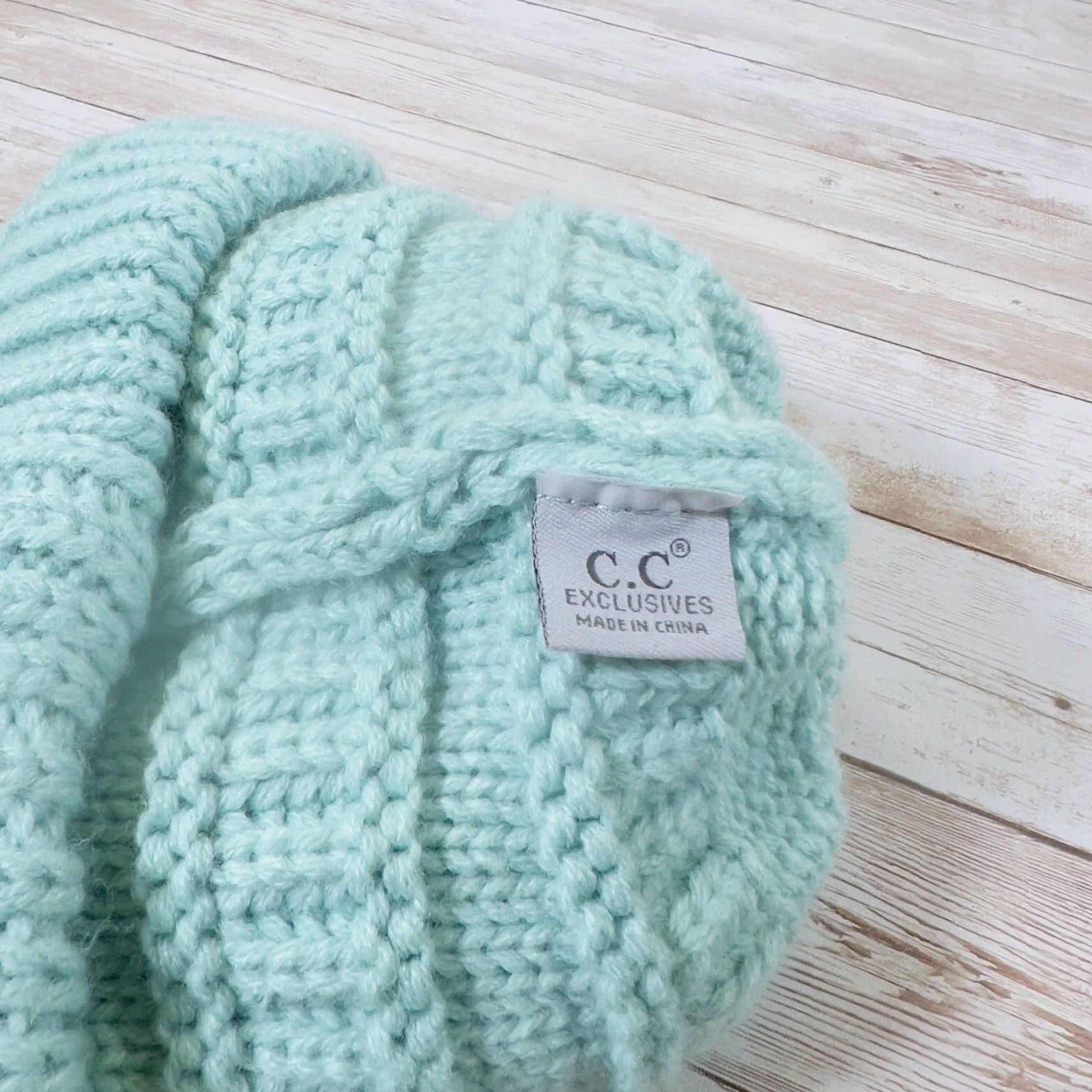 Vintage C.C Beanie Adults Unisex Knit Acrylic Fall Winter Solid Cable Stylish Warm One Size Mint Size ONE SIZE - 6 Thumbnail