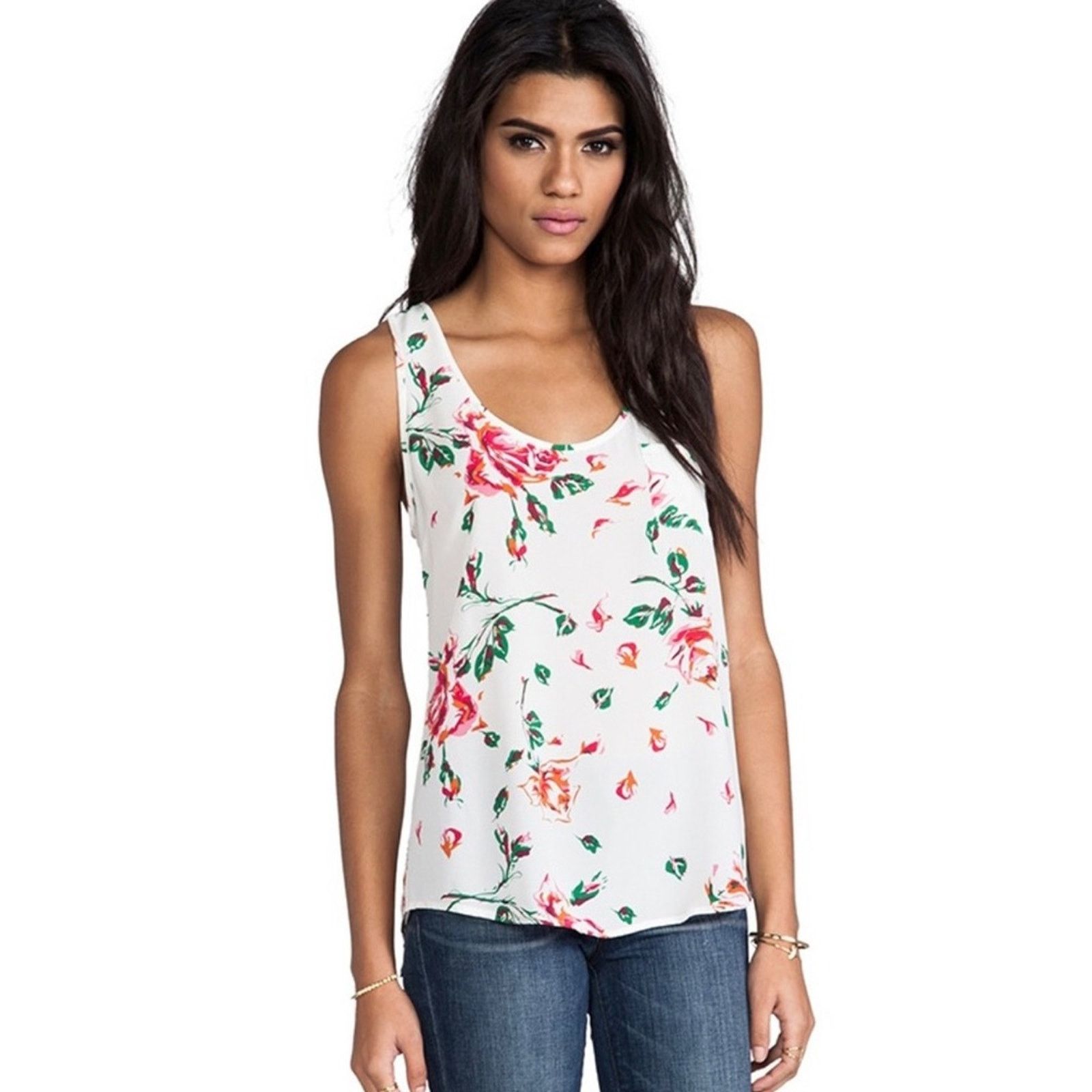 Joie JOIE Rain B Rose Print Tank in Blue - Size Medium Size M / US 6-8 / IT 42-44 - 1 Thumbnail