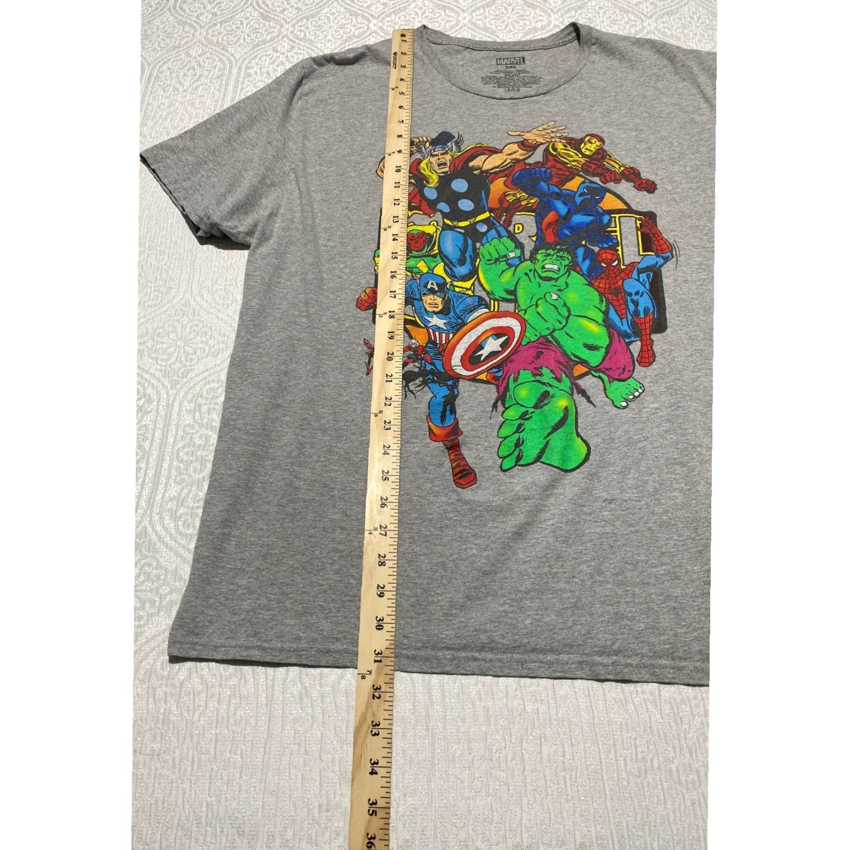 Vintage Marvel T-Shirt Mens 3XL Gray Graphic Print Short Sleeve Crew Neck Avengers Hulk Captain America Thor Iron Man Spider-Man Mens Size US XXL / EU 58 / 5 - 4 Thumbnail