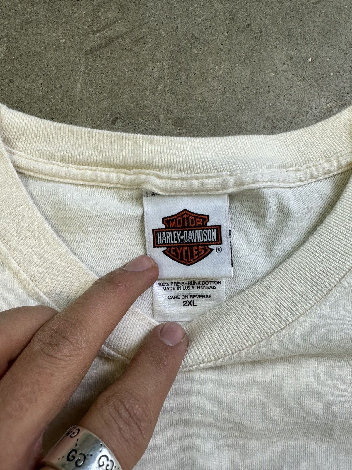 Harley Davidson × Vintage Vintage Harley Davidson Live Hard Tee XXL Cream Size US XXL / EU 58 / 5 - 4 Thumbnail