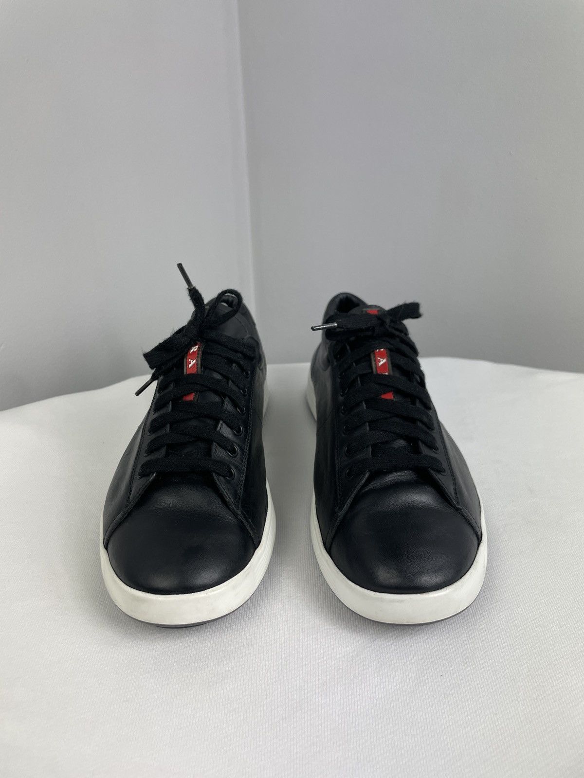 Prada Prada Linea Rossa Black Leather Sneakers – Vitello Plume Size US 8 / EU 41 - 6 Thumbnail