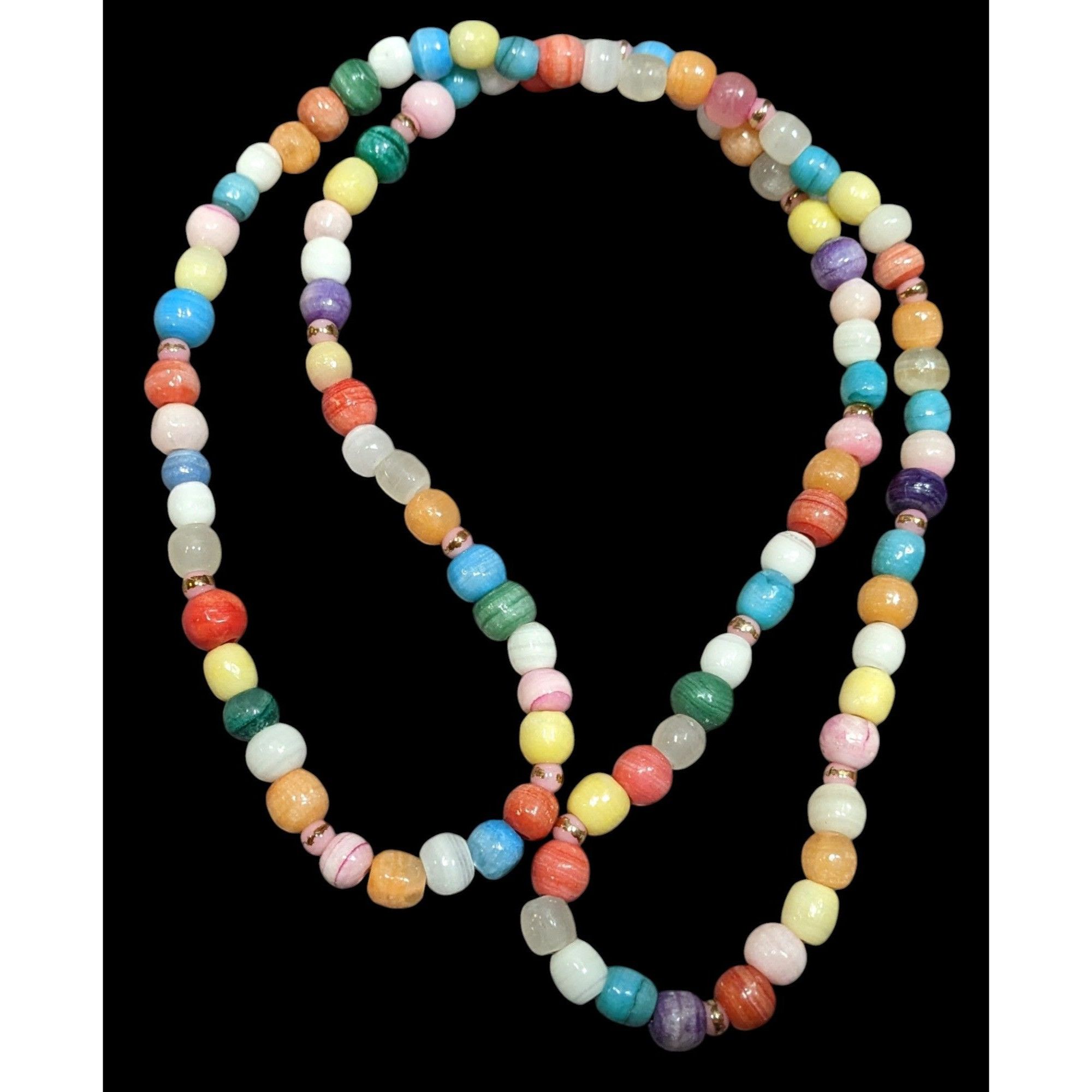 Other Retro Rainbow Dyed Stone And Glass Beaded Necklace Size ONE SIZE - 1 Thumbnail