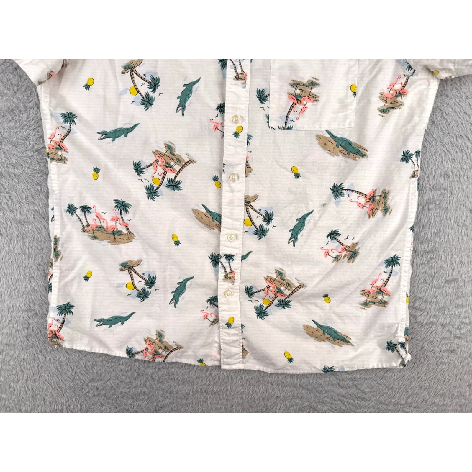 American Eagle Outfitters VINTAGE American Eagle Shirt Adult Medium White Hawaiian Pineapple Flamingo Croc 100% Cotton Mens Size US M / EU 48-50 / 2 - 5 Thumbnail