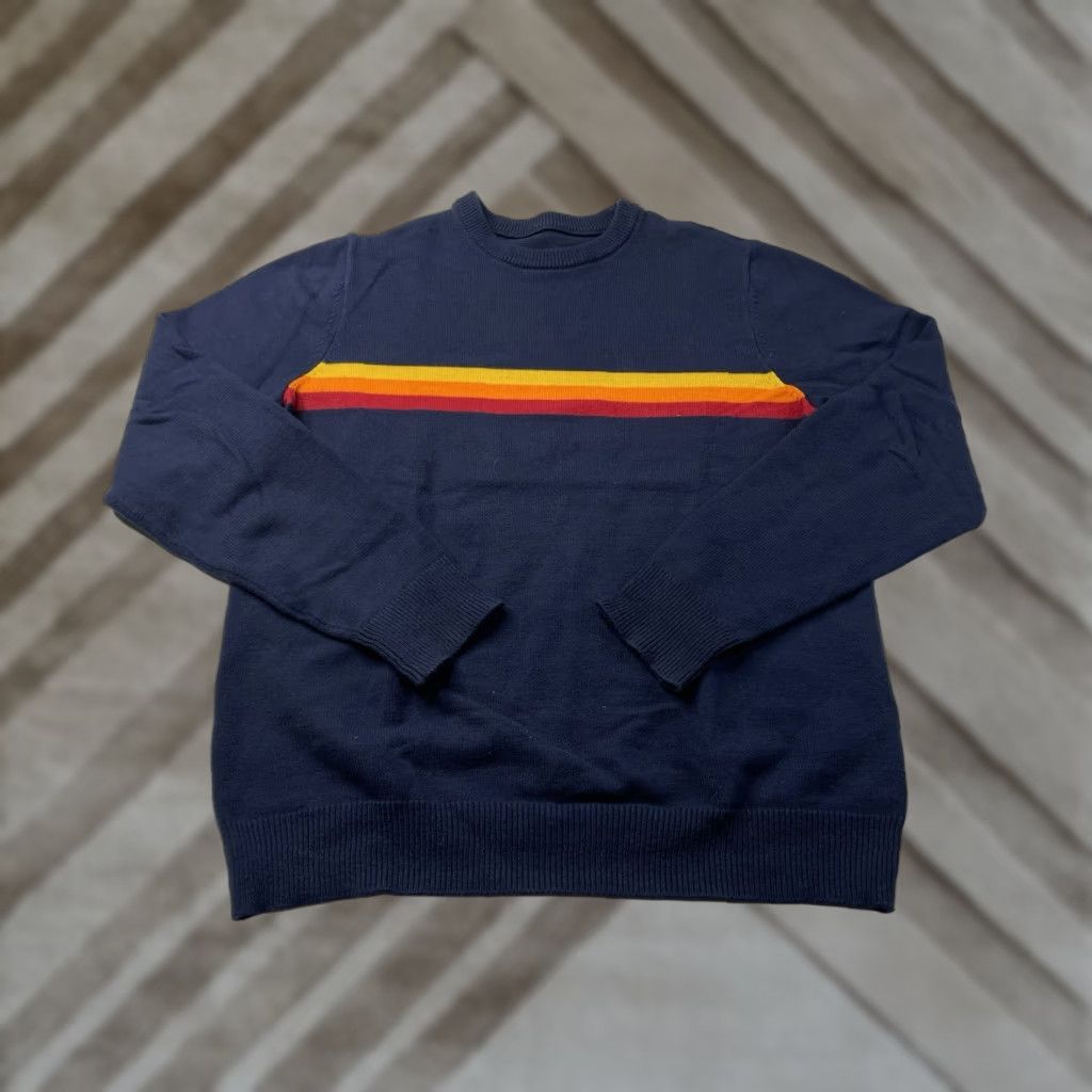 Vintage FAIR HARBOR Sweater Mens Small Blue Retro Stripe Cotton Blend Knit Pullover Crew Neck Long Sleeve Classic Vintage No rips or stains Size US S / EU 44-46 / 1 - 1 Thumbnail