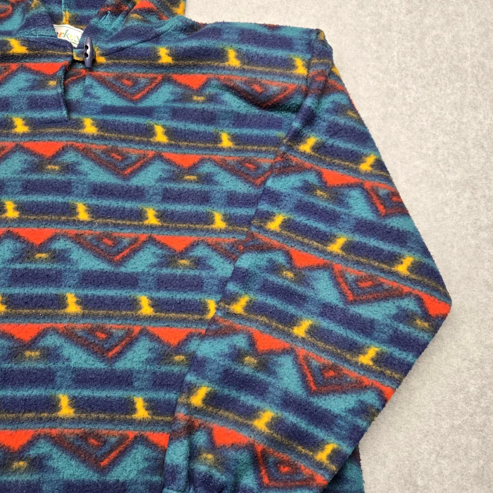 Vintage VINTAGE Malarkey Pullover Hoodie Mens Large Blue Fleece Aztec Pattern Hooded Drawstring Geometric Pattern Mens Size US M / EU 48-50 / 2 - 5 Thumbnail