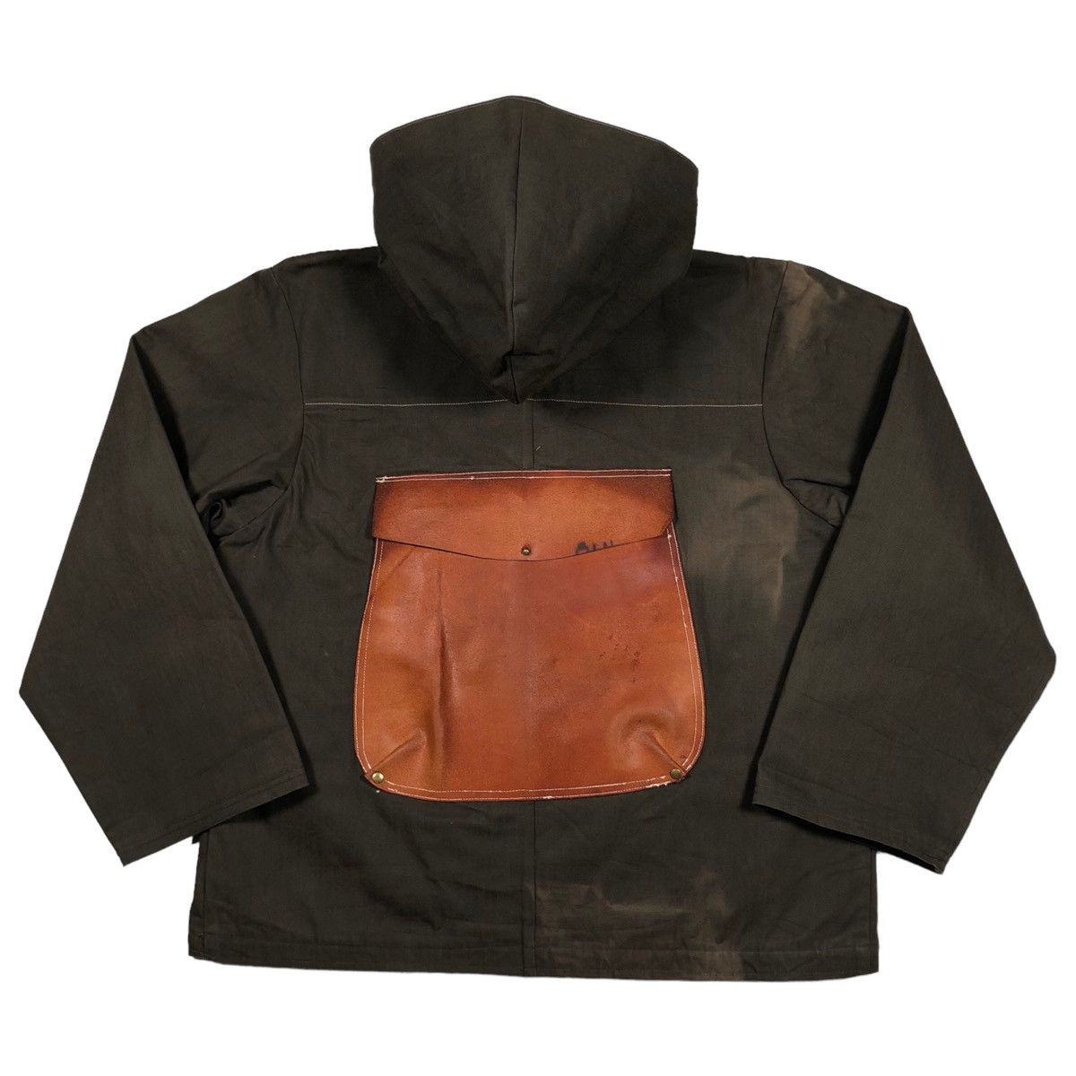 Japanese Brand × Vintage Sun Faded Unknown Smock Cotton Canvas With Leather Pocket Size US S / EU 44-46 / 1 - 1 Thumbnail