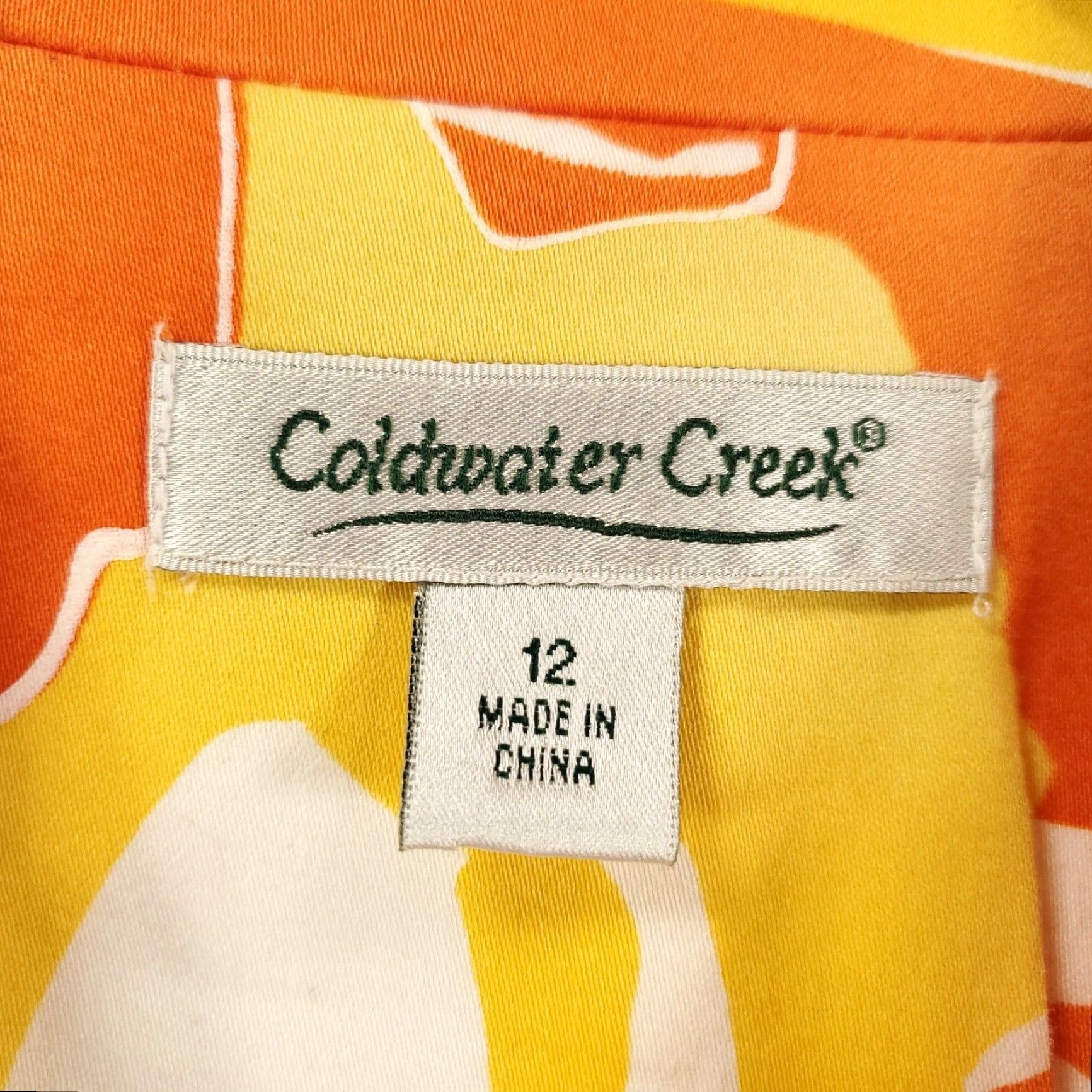 Coldwater Creek Coldwater Creek Button Up Jacket Womens 12 Floral Orange White Artsy Flowers Top Size XL / US 12-14 / IT 48-50 - 5 Thumbnail
