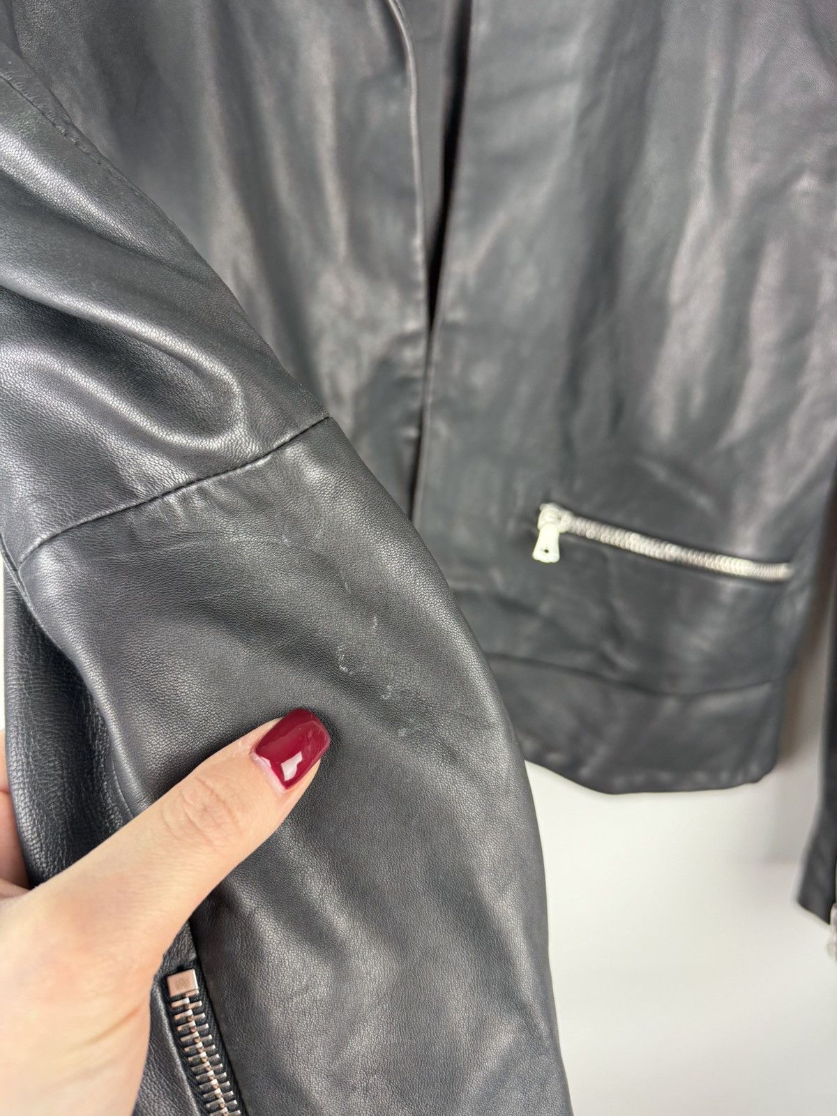 Sandro Sandro Paris Ladies Lamb Leather Biker Jacket Size ~ L Size L / US 10 / IT 46 - 12 Thumbnail