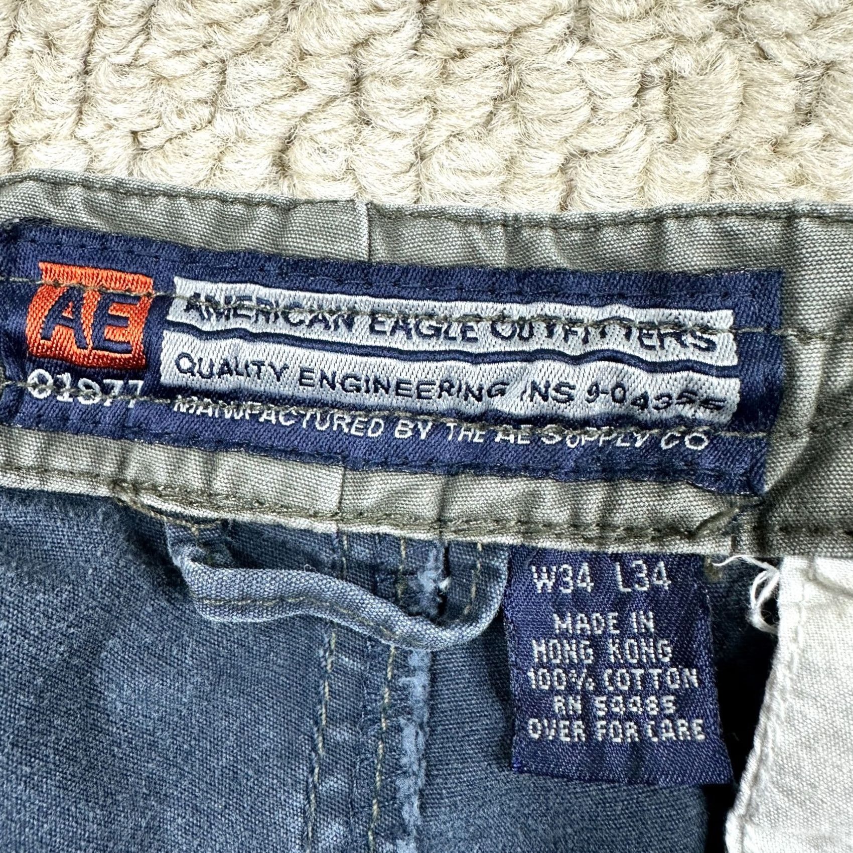 American Eagle Outfitters VINTAGE American Eagle Pants Mens 34x33 Navy Cargo Military Baggy Skater Y2K 90s Size US 34 / EU 50 - 4 Thumbnail