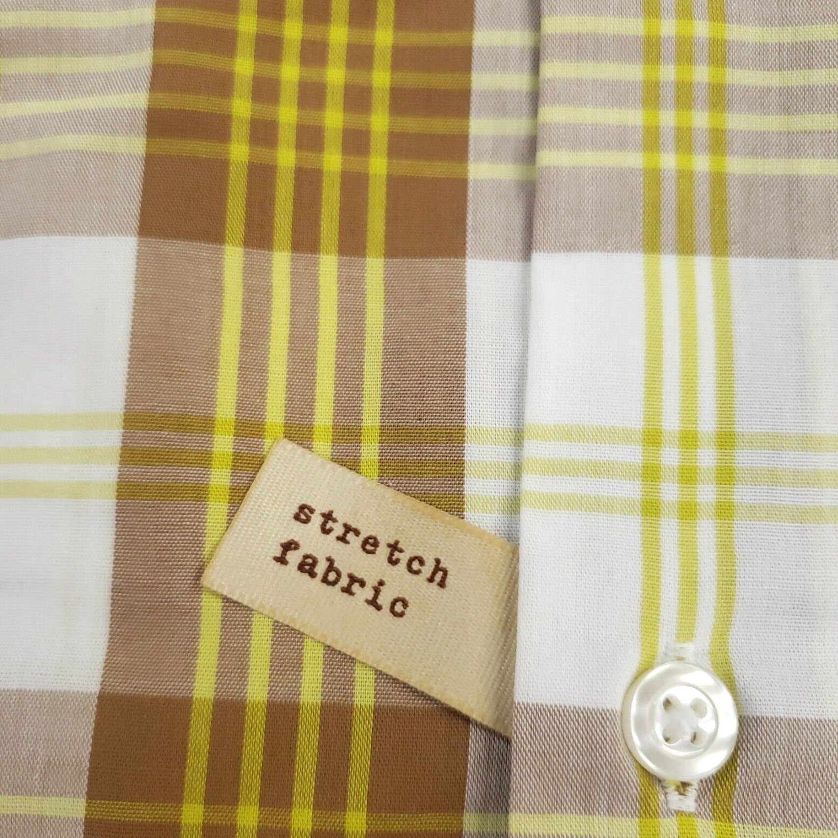 Haggar Haggar Button Down Shirt Mens Large 16 1/2 - 34/35 White Yellow Brown Plaid Size US L / EU 52-54 / 3 - 7 Thumbnail